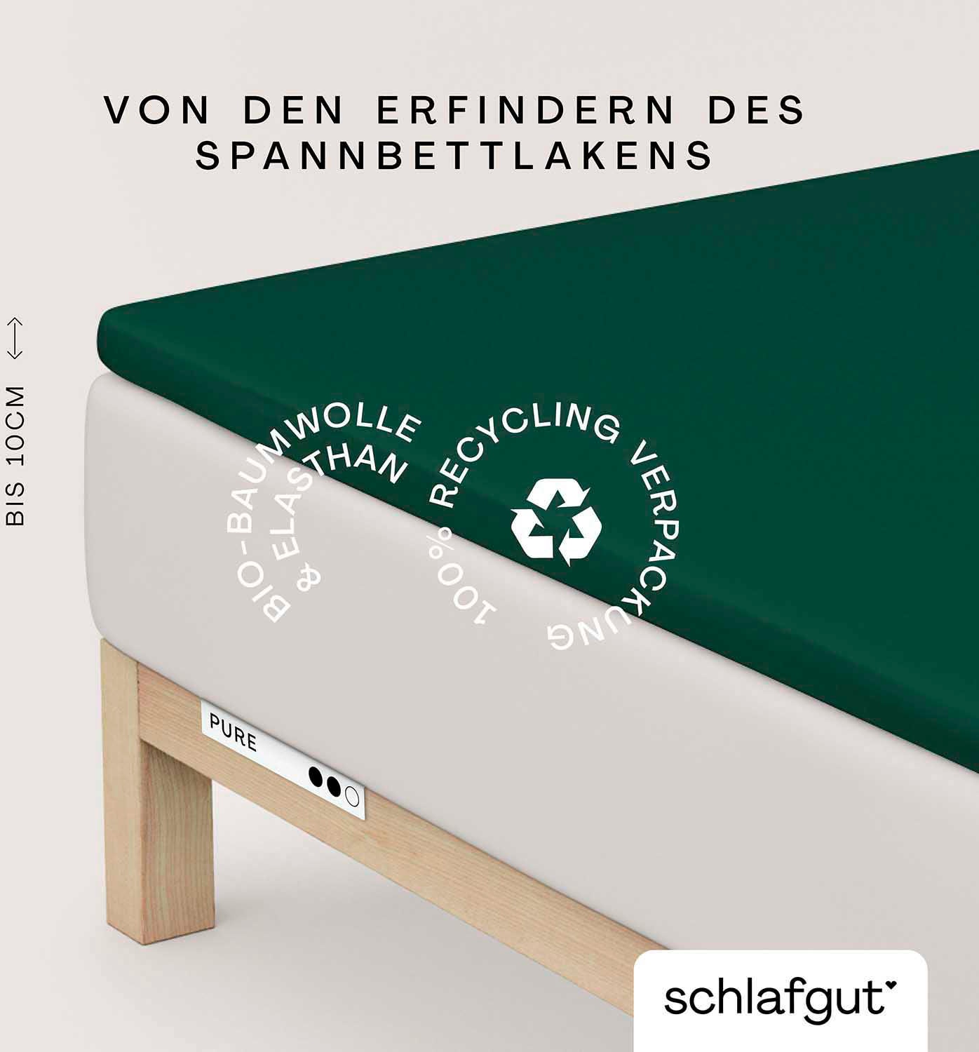 Schlafgut "PURE TOPPER Bio-Baumwolle mit Elasthan 170 g/m² für Topper bis 10 cm" PREMIUM Laken für Matratzen bis 10 cm Höhe, dehnbar, blickdicht