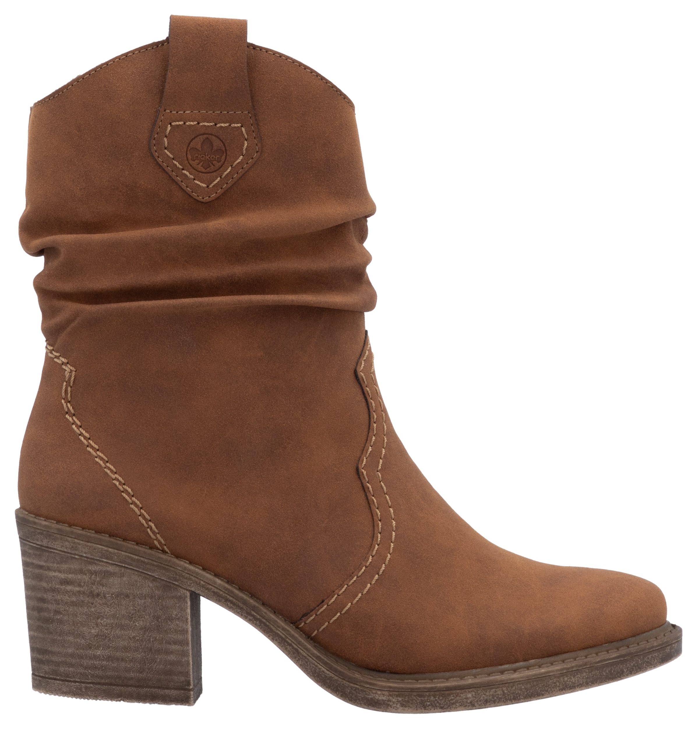 Rieker Westernstiefelette, Cowboystiefelette, Boots, Blockabsatz, mit gerafftem slouchy Schaft