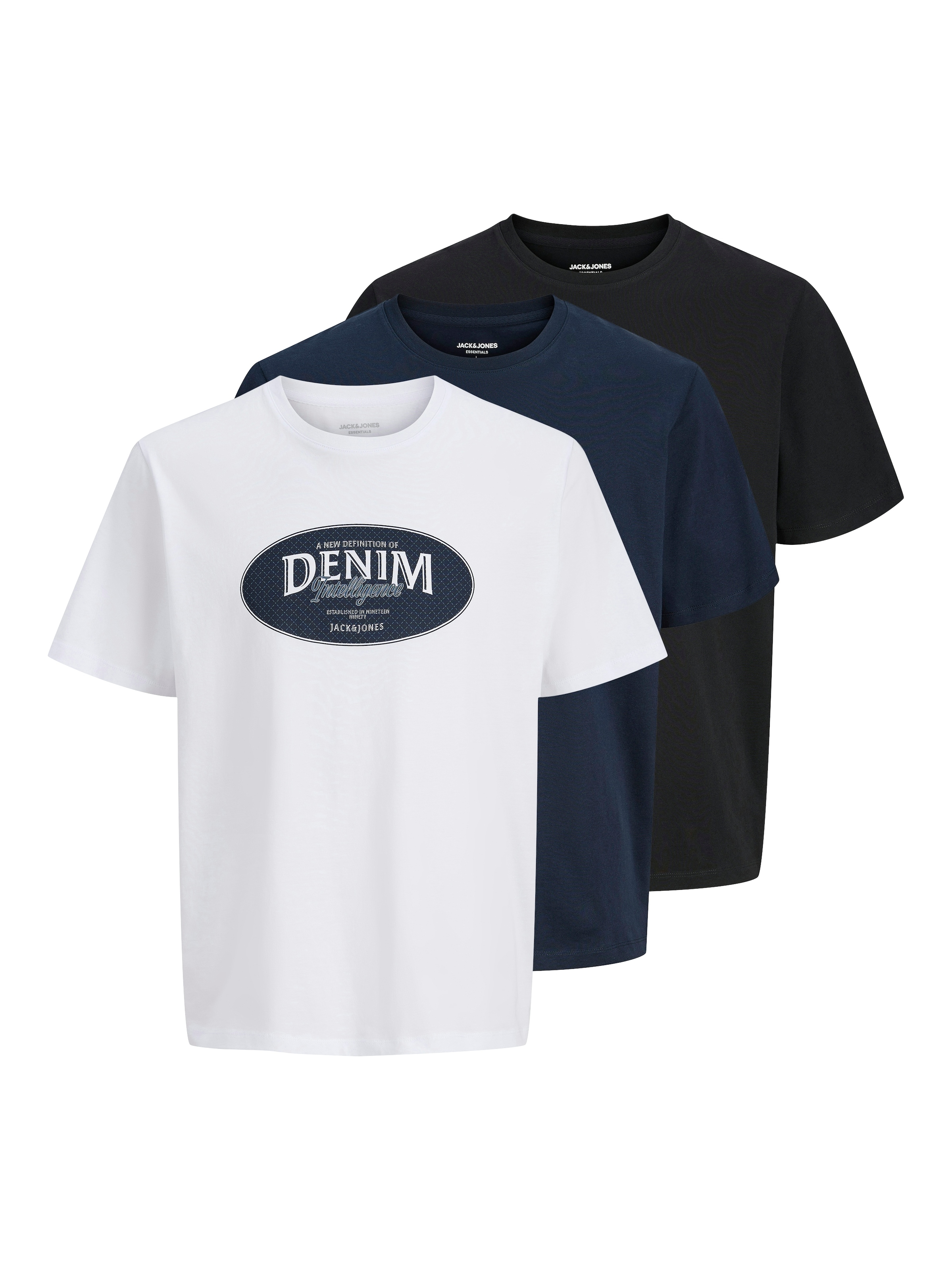 Jack & Jones T-Shirt "JJEDOVER DENIM TEE SS O-NECK 3PK MP" Packung, 3 tlg. günstig online kaufen