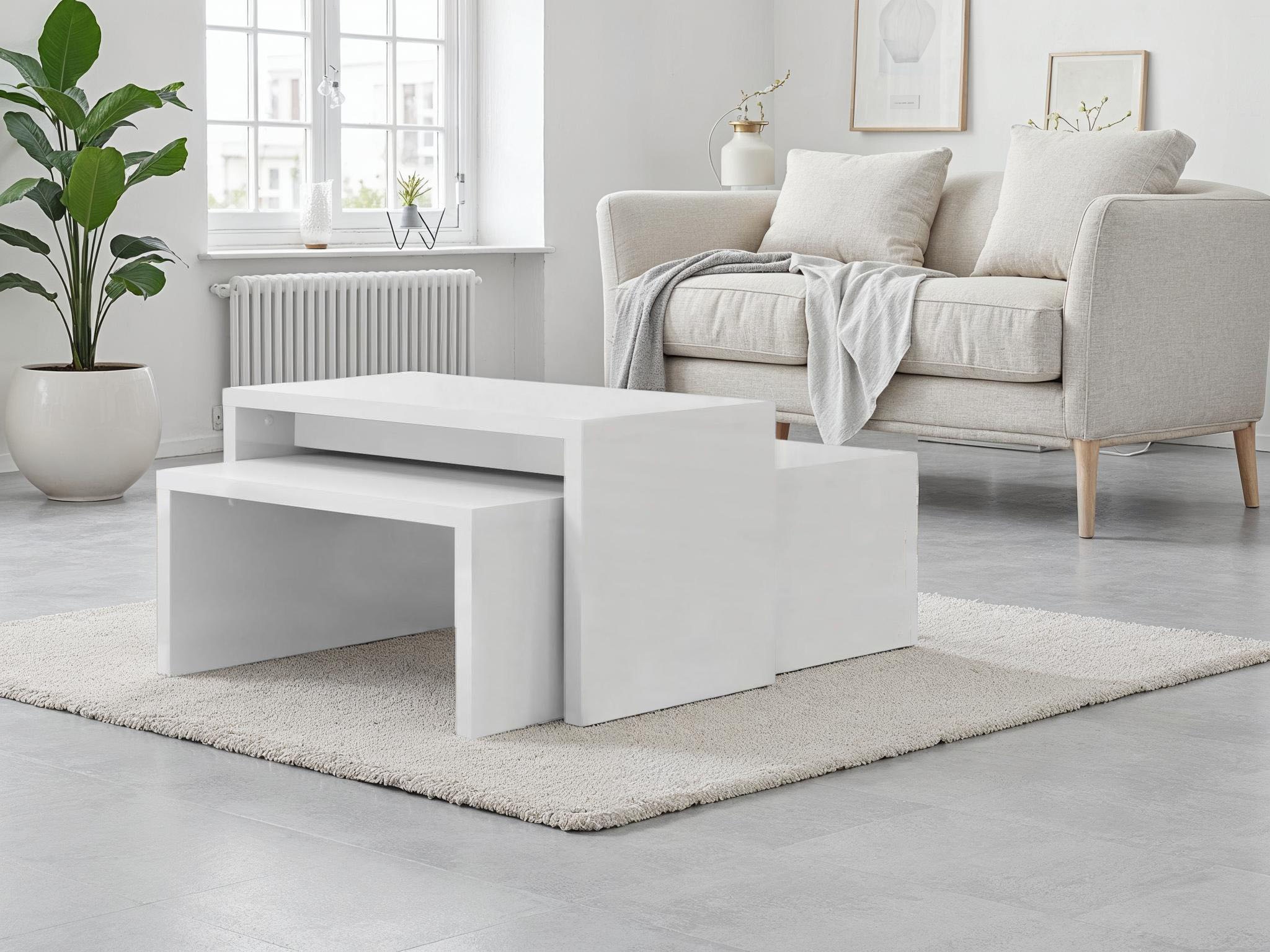 Places of Style Couchtisch »Piano«, UV lackiert, 2-er Set