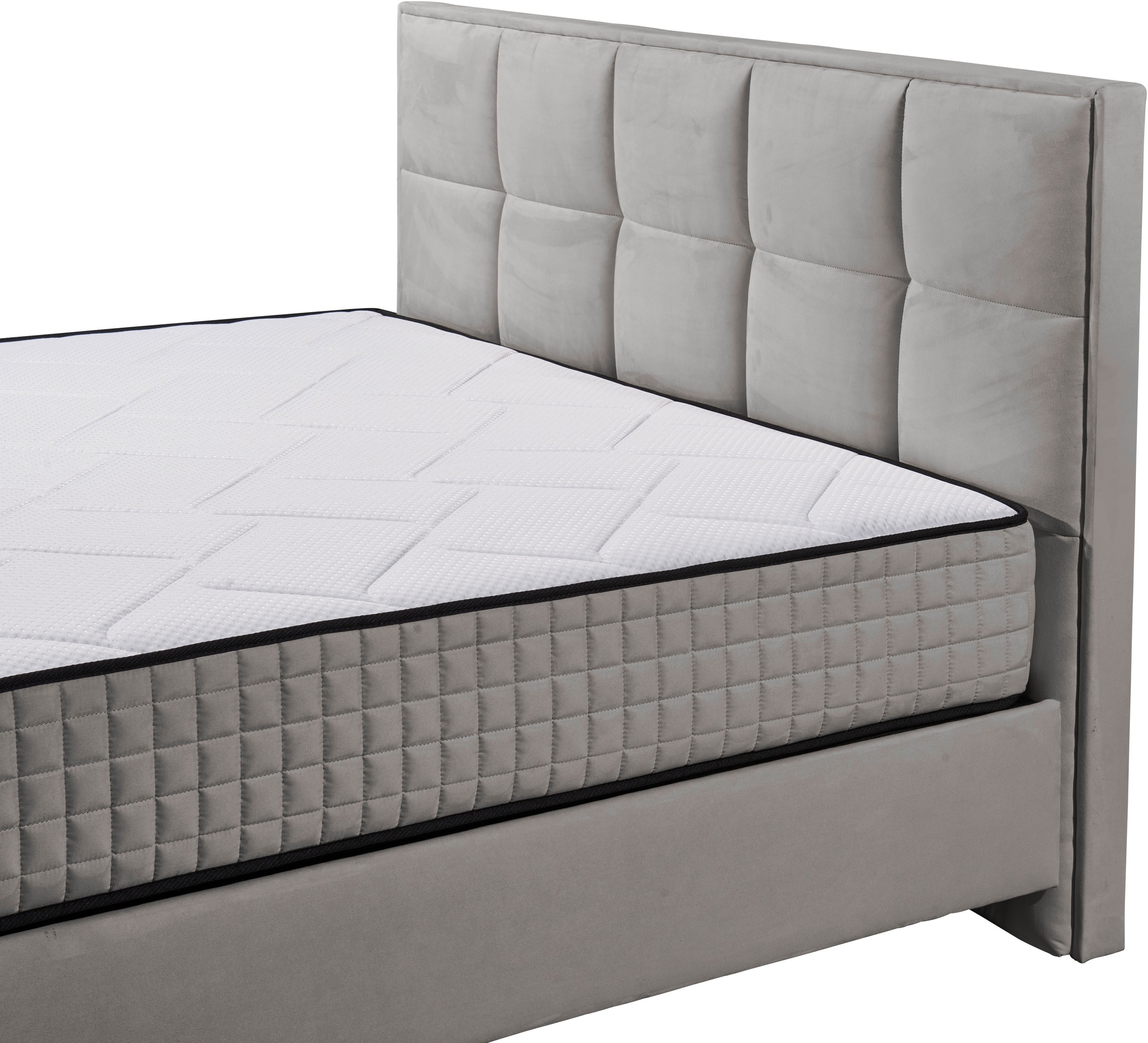Boxbett ED EXCITING DESIGN "Monroe inkl. Bettkasten, erhältlich in den Breiten 160cm & 180cm", grau, B:163cm L:210cm, 100% Polyester, Komplettbetten, Duo-Matratze - feste Seite mit Kokosmatte, Topseller 3