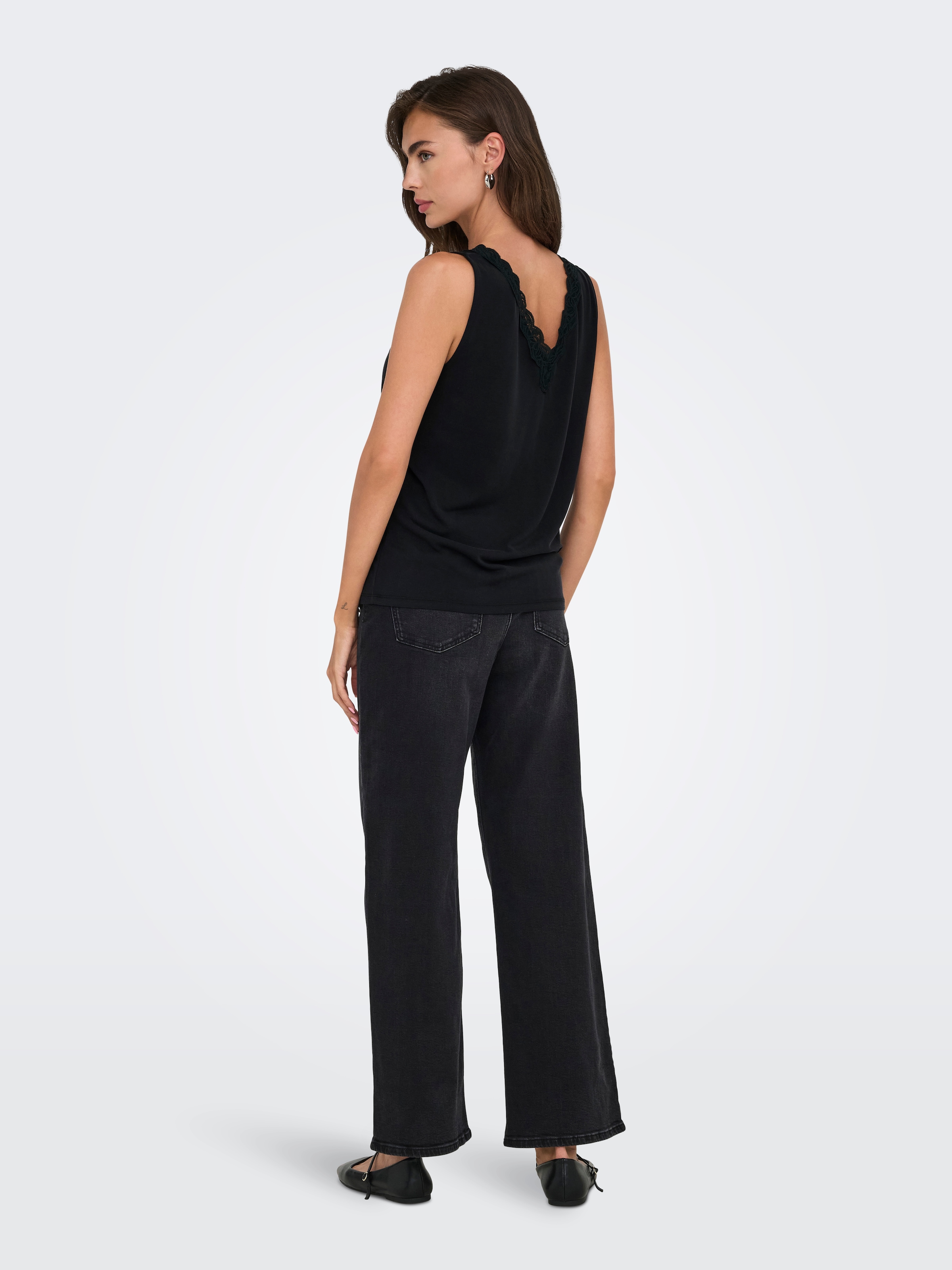 ONLY Spitzentop »ONLFREE LIFE S/L V-NECK LACE MIX TOP JRS«