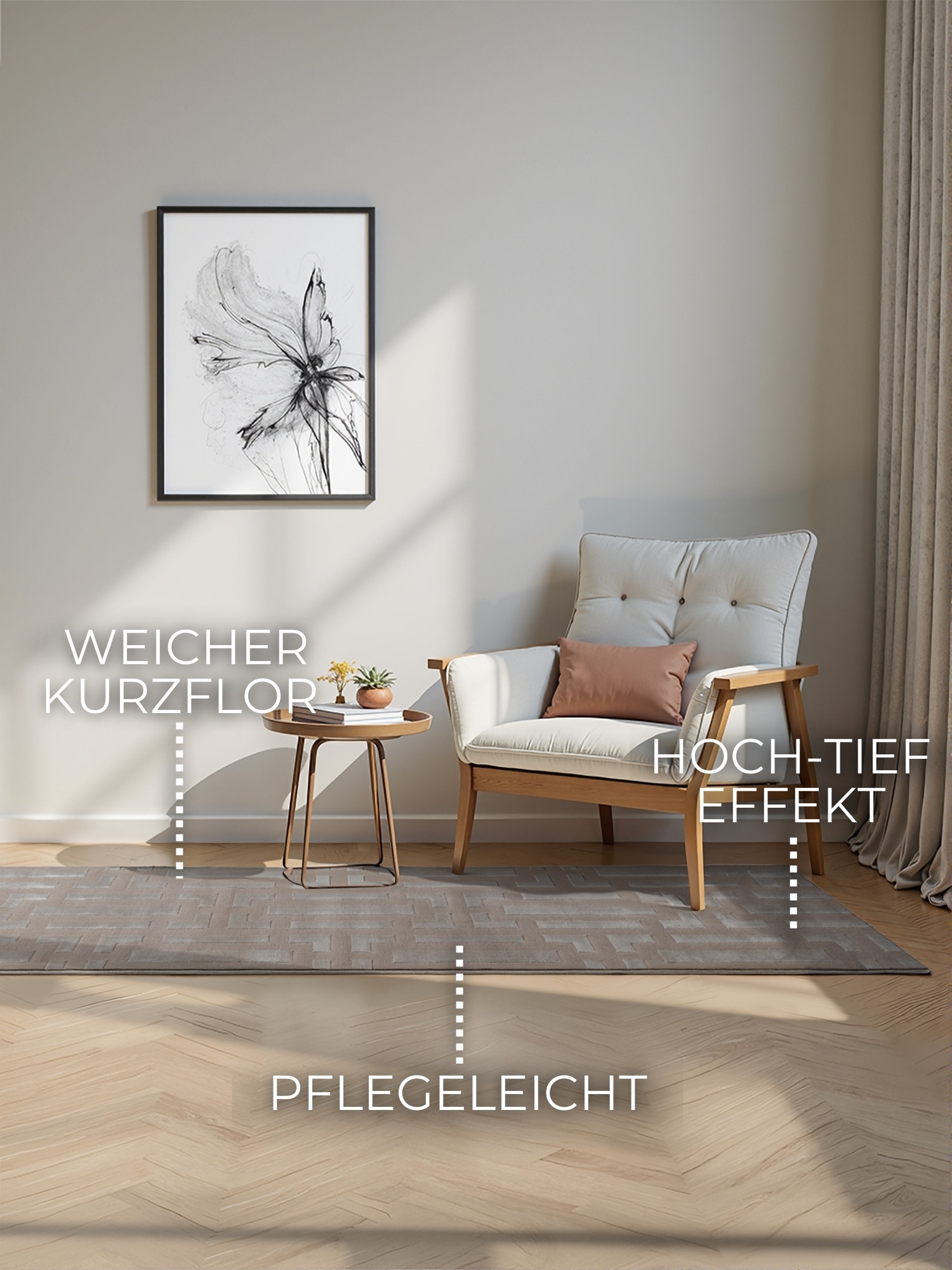 ELLE DECORATION Designteppich »Onyx«, rechteckig, 9 mm Höhe, Wohnzimmer, Schlafzimmer, Läufer, Hoch-Tief Effekt, Flur, Glanz