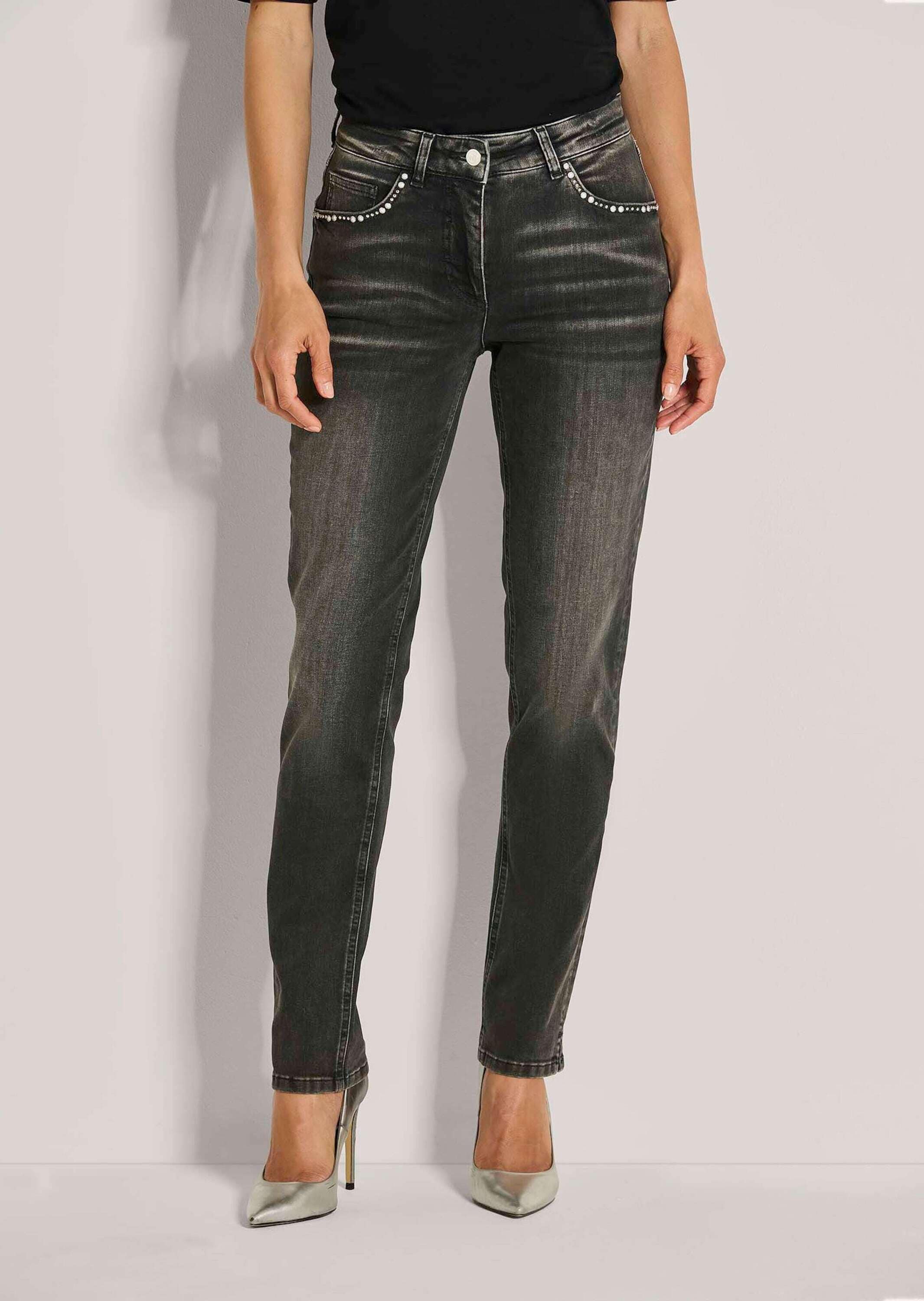 MADELEINE Regular-fit-Jeans »Jeans Schmale Five-Pocket-Jeans mit Glitzer«