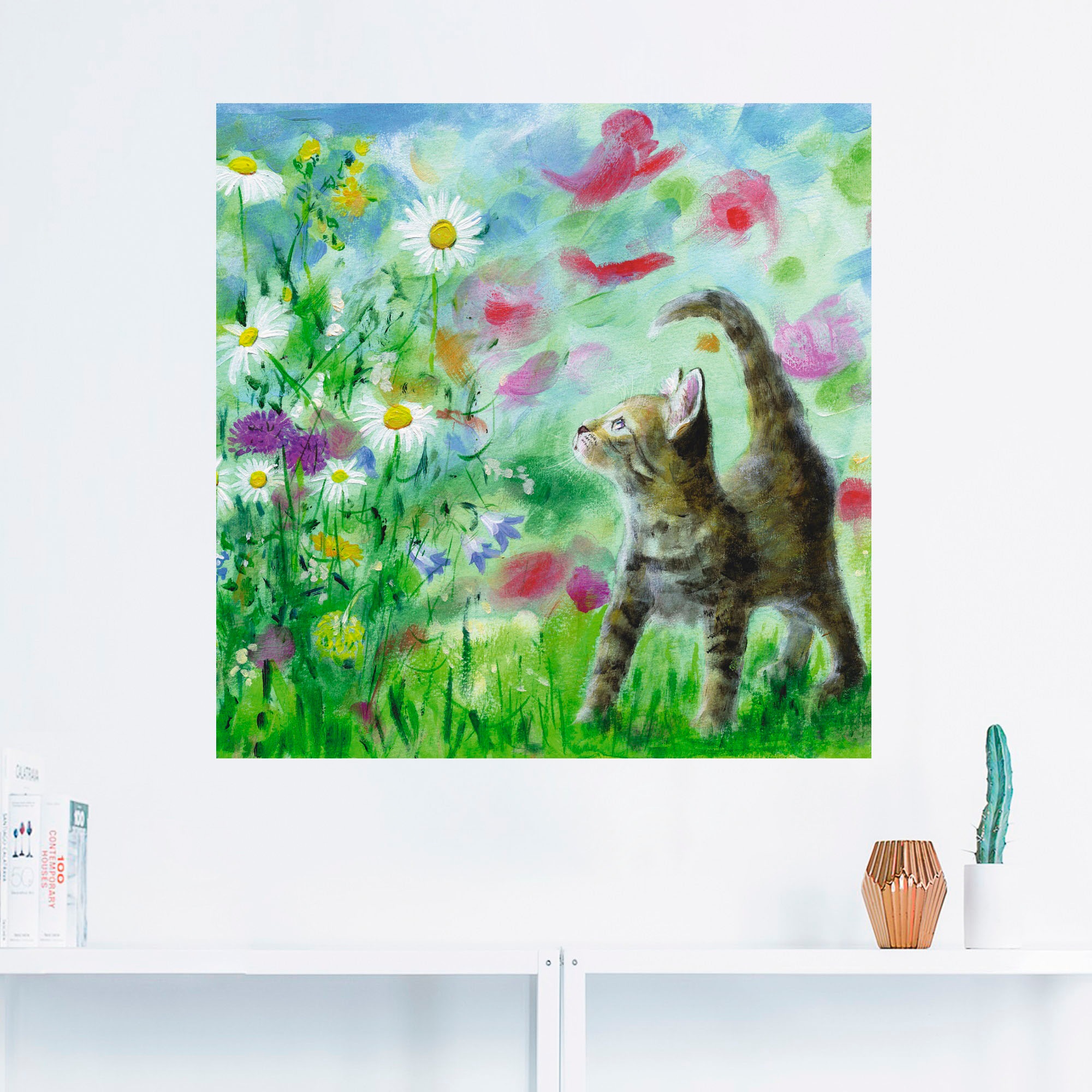 Artland Wandbild »Sommerwiese mit Kätzchen«, Haustiere, (1 St.), als Leinwandbild, Poster, Wandaufkleber in verschied. Größen