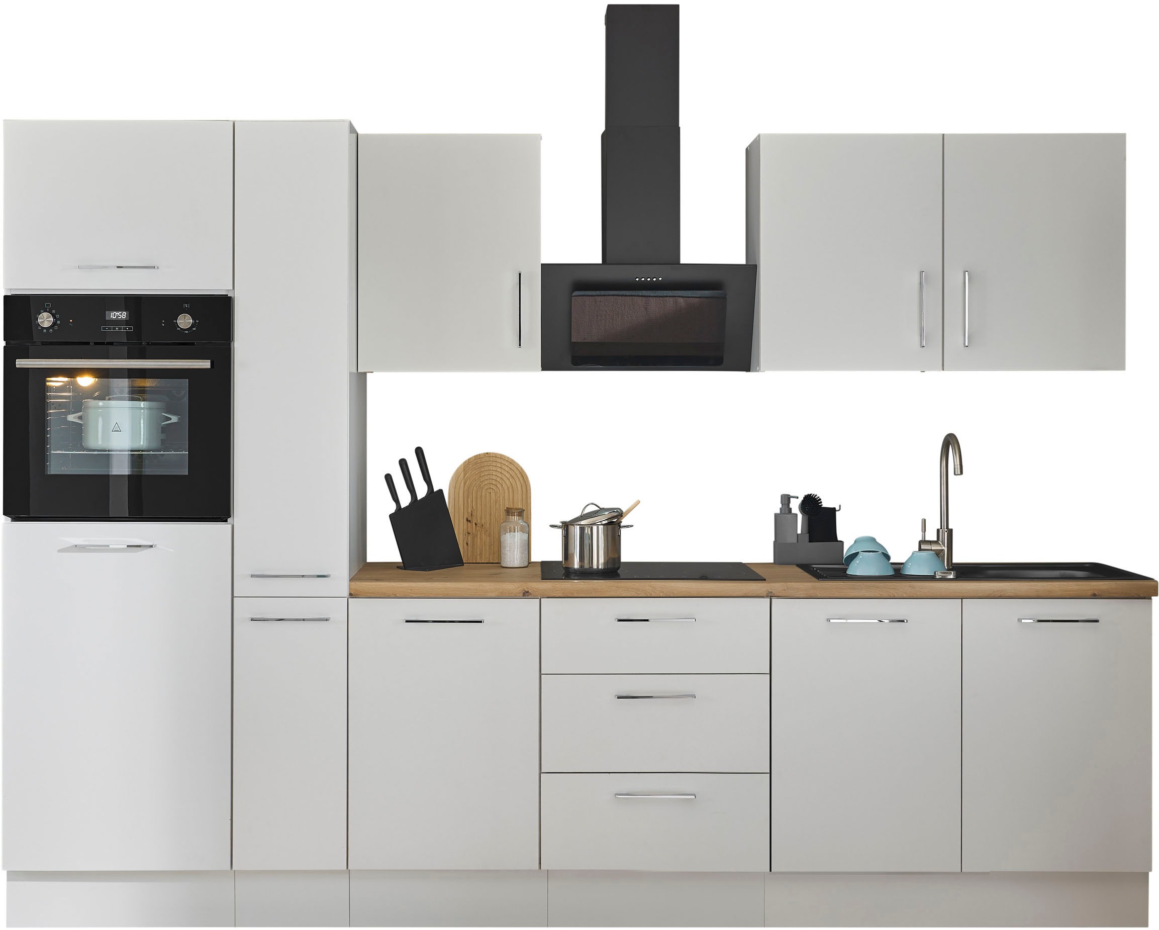 BASIC by Balculina Küchenzeile »Turin«, Breite 300 cm, wahlweise mit E-Geräten