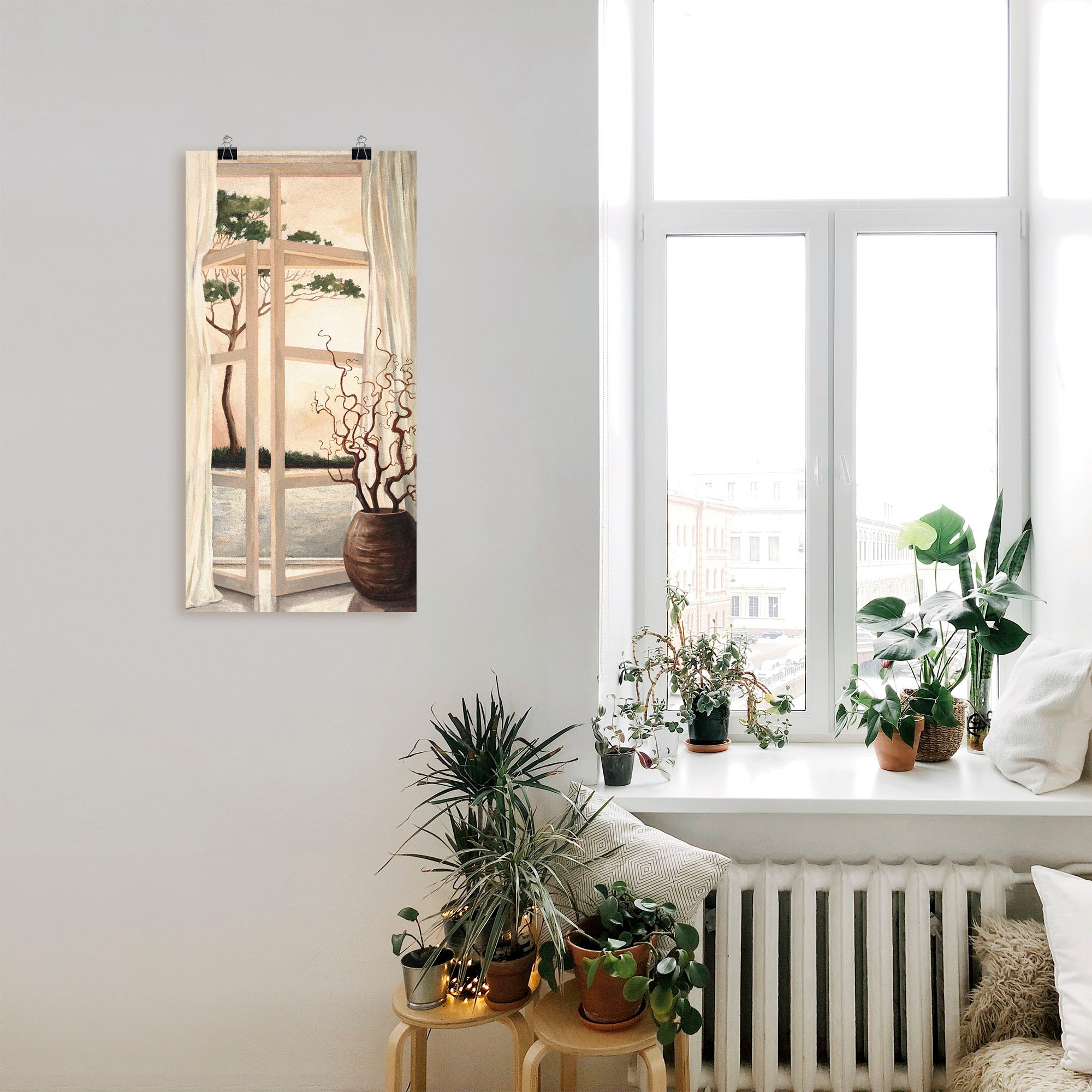 Artland Wandbild "Fensterbild Toskanischer Sonnenuntergang", Fensterblick, günstig online kaufen