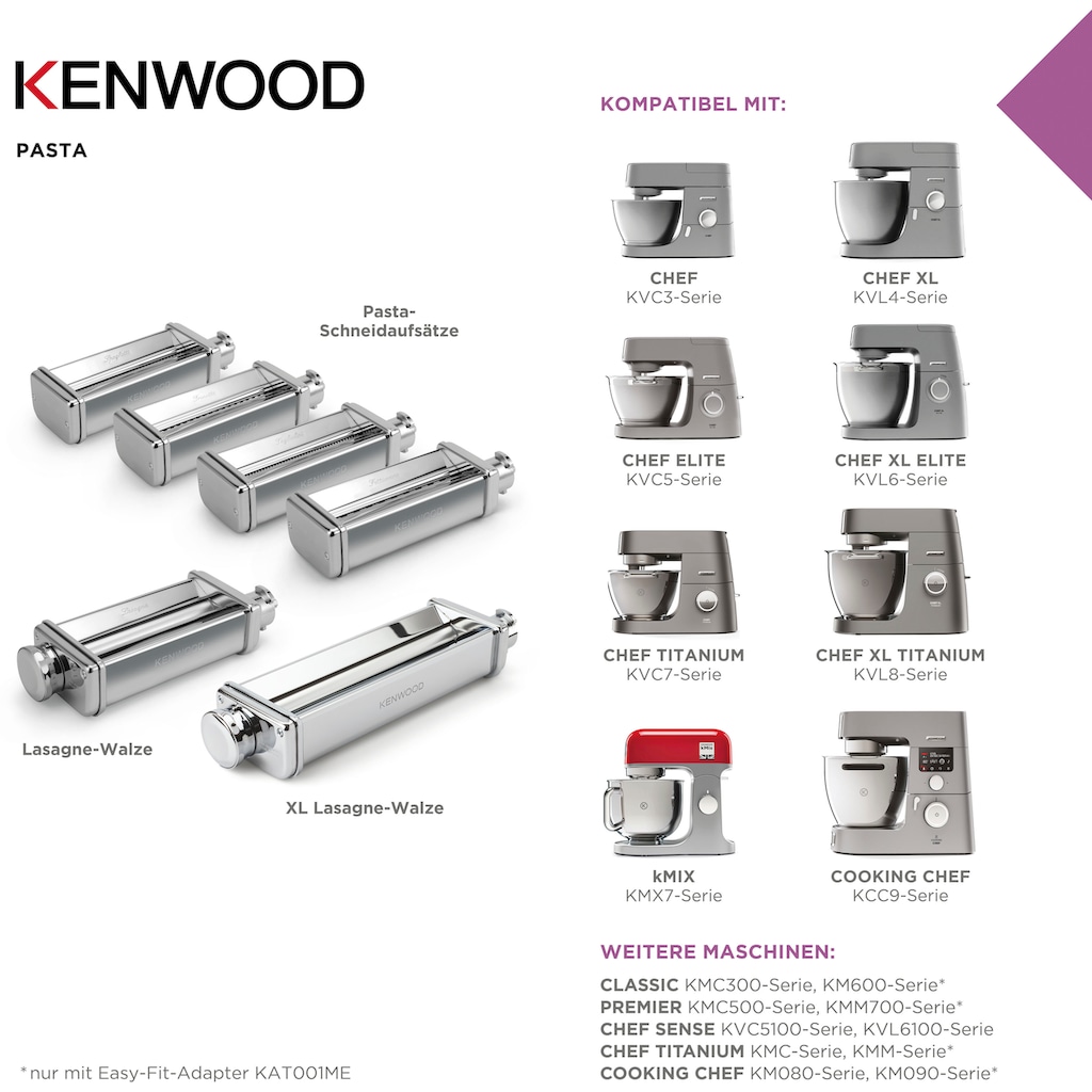 KENWOOD Nudelwalzenvorsatz »Pasta-Schneidaufsatz Tagliolini KAX982ME«