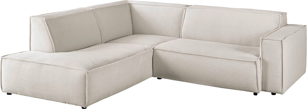 3C Candy Ecksofa »Matteo in elegant, kubischer Formensprache, bequem, L-Form«, mit auffälliger Kedernaht, Cord-Bezug, Lounge-Charakter
