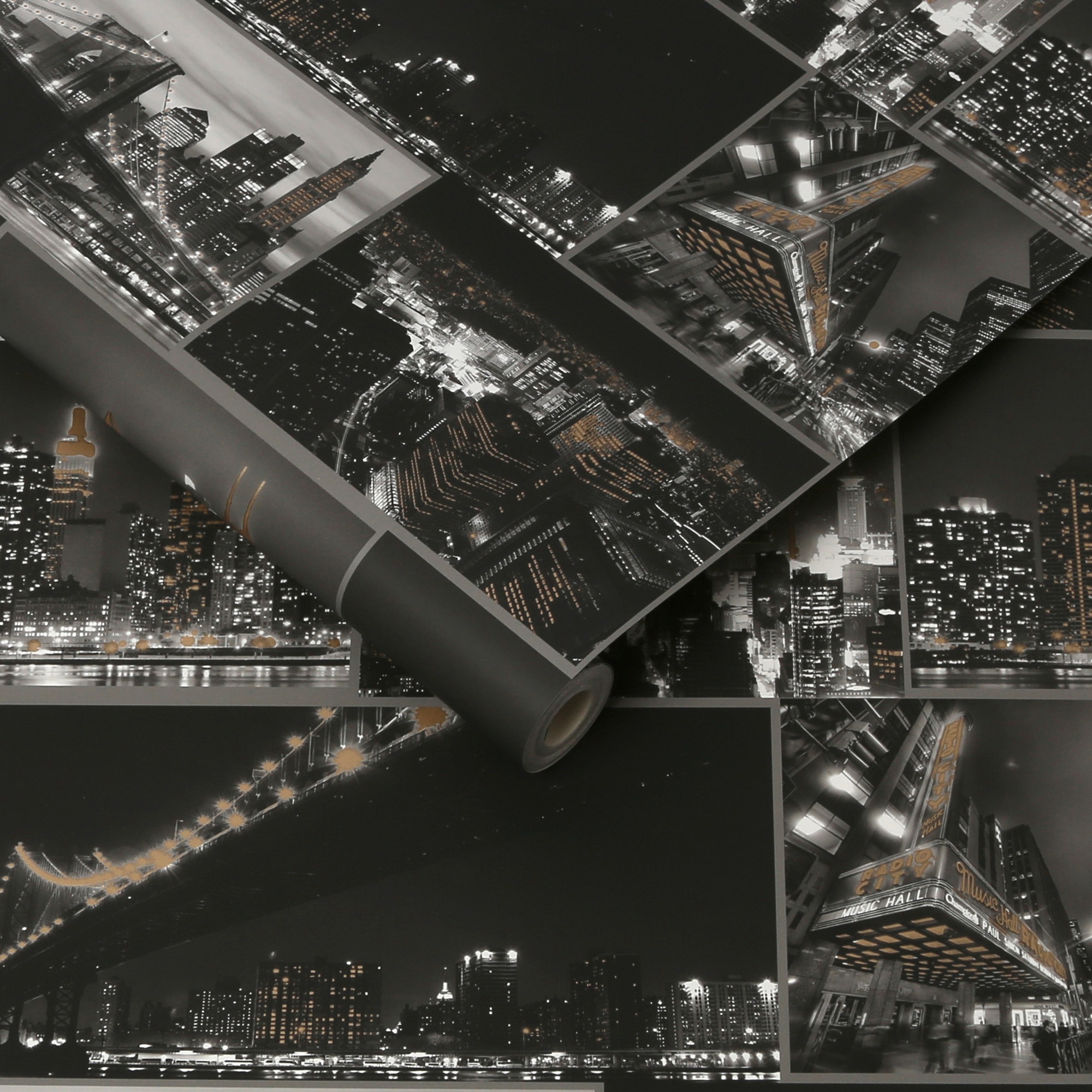 Art for the home Papiertapete »Stadt bei Nacht«, Schwarz - 10mx53cm