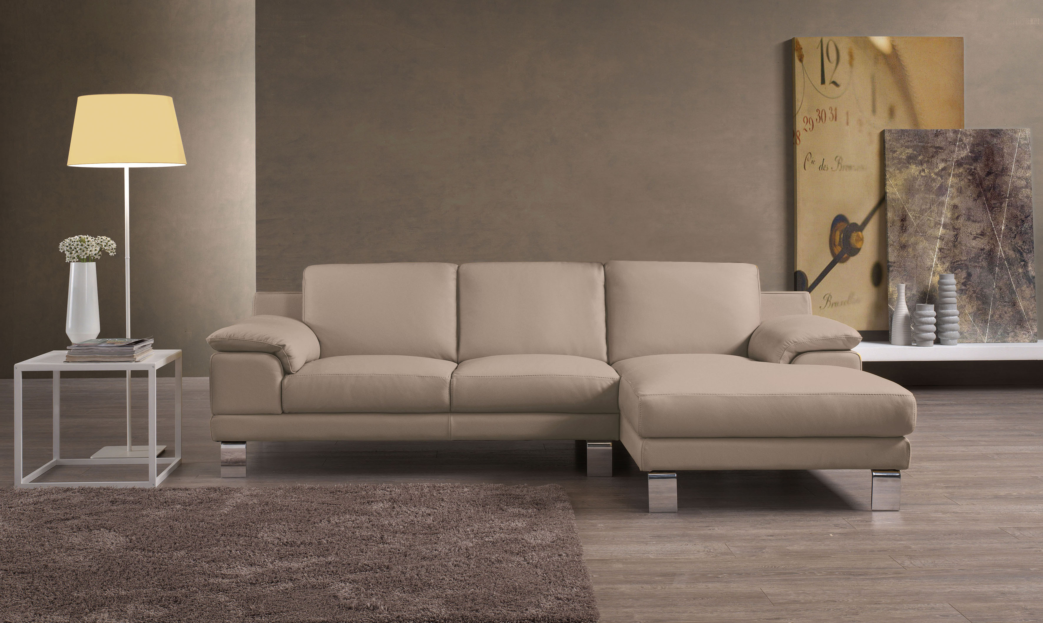 Egoitaliano Ecksofa "Shakira, Design & Sitzkomfort auf hohem Niveau, Breite 236cm, L-Form" mit Recamiere, L-Form, edle Füße