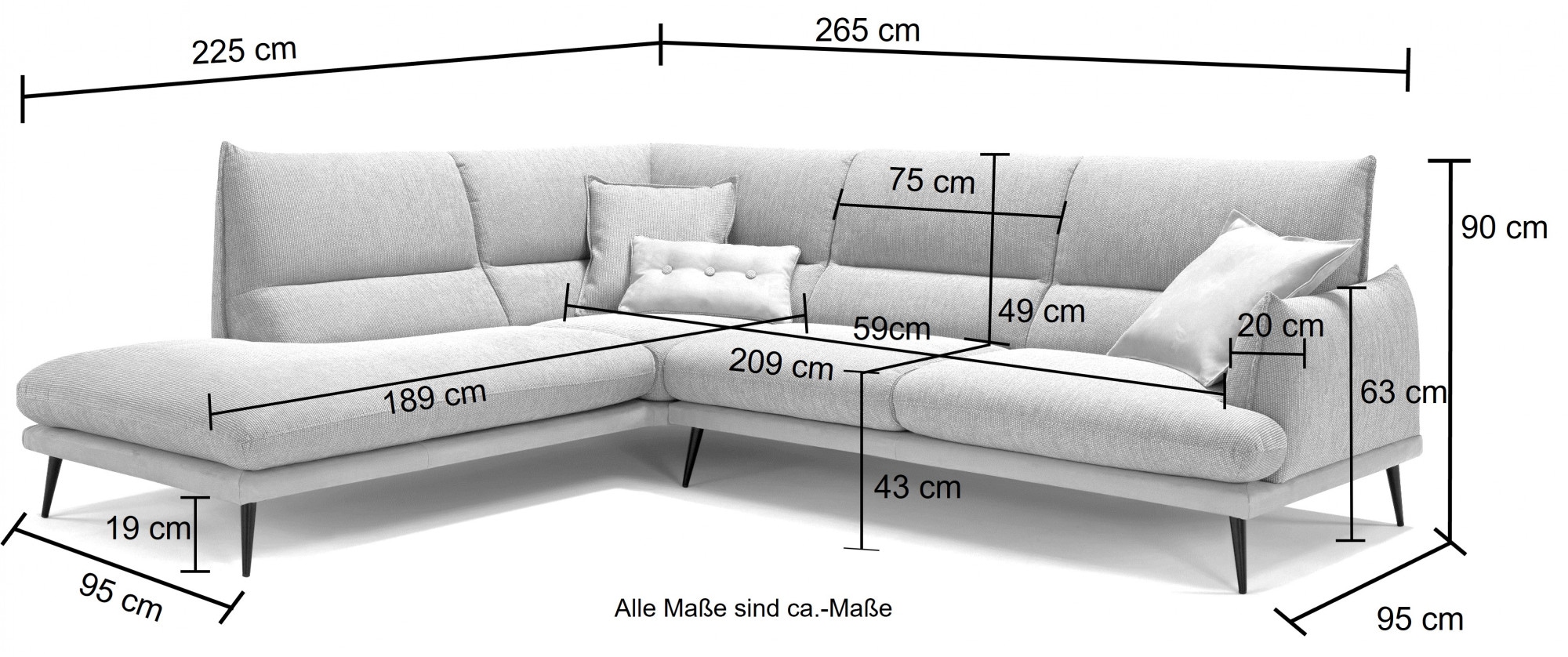 Egoitaliano Ecksofa »FUNNY, hochwertiges und aktuelles Design, bequeme Rückenlehne«, toller Sitzkomfort, L-Form