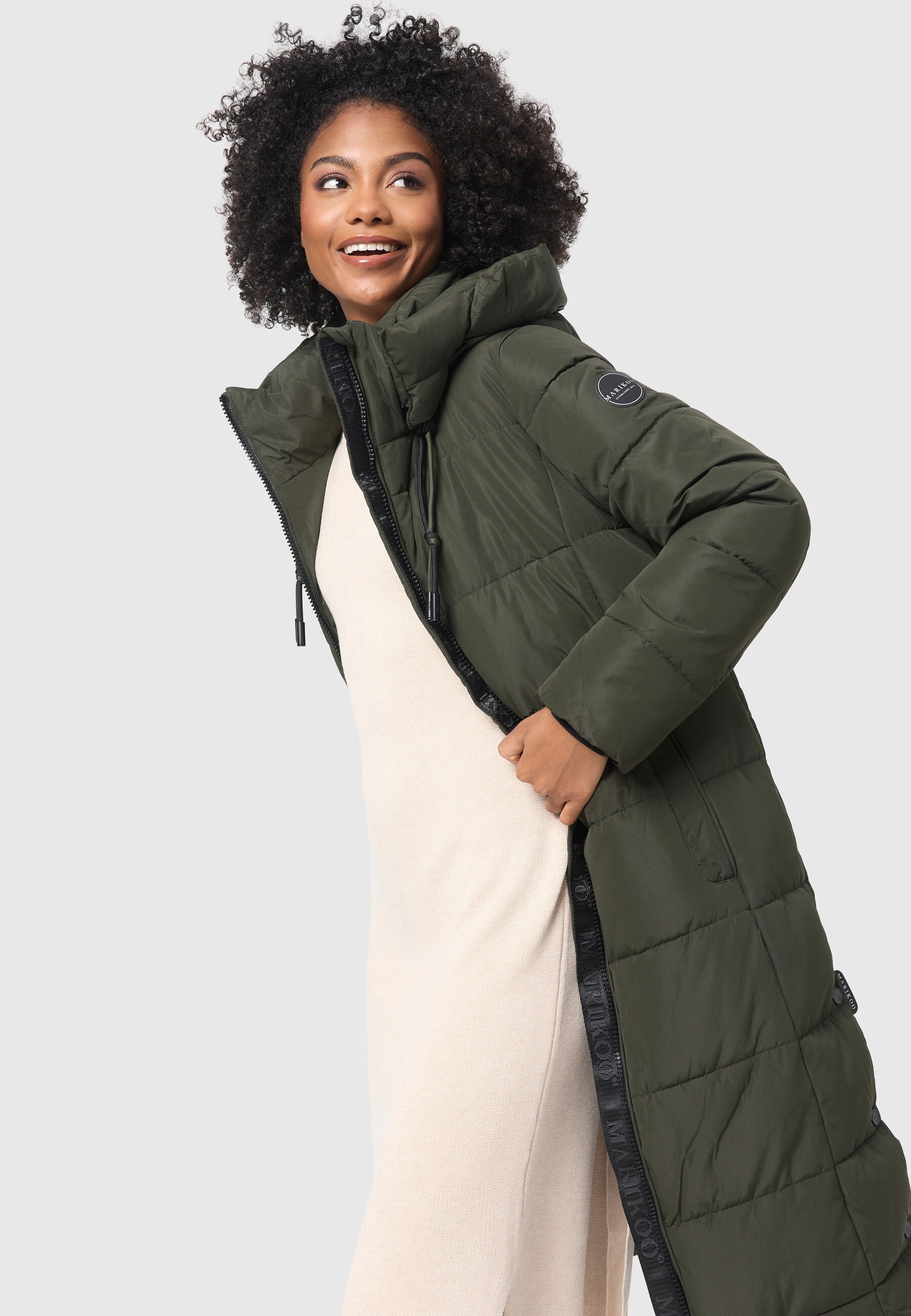 Marikoo Winterjacke »Nadeshikoo XIV«, extra langer Winter Mantel gesteppt