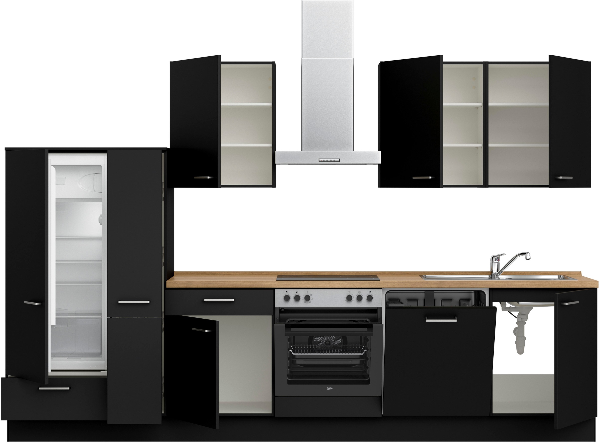 nobilia® Küchenzeile »"Touch I"«, vormontiert, Ausrichtung wählbar, Breite 330 cm, wahlw. mit E-Geräten