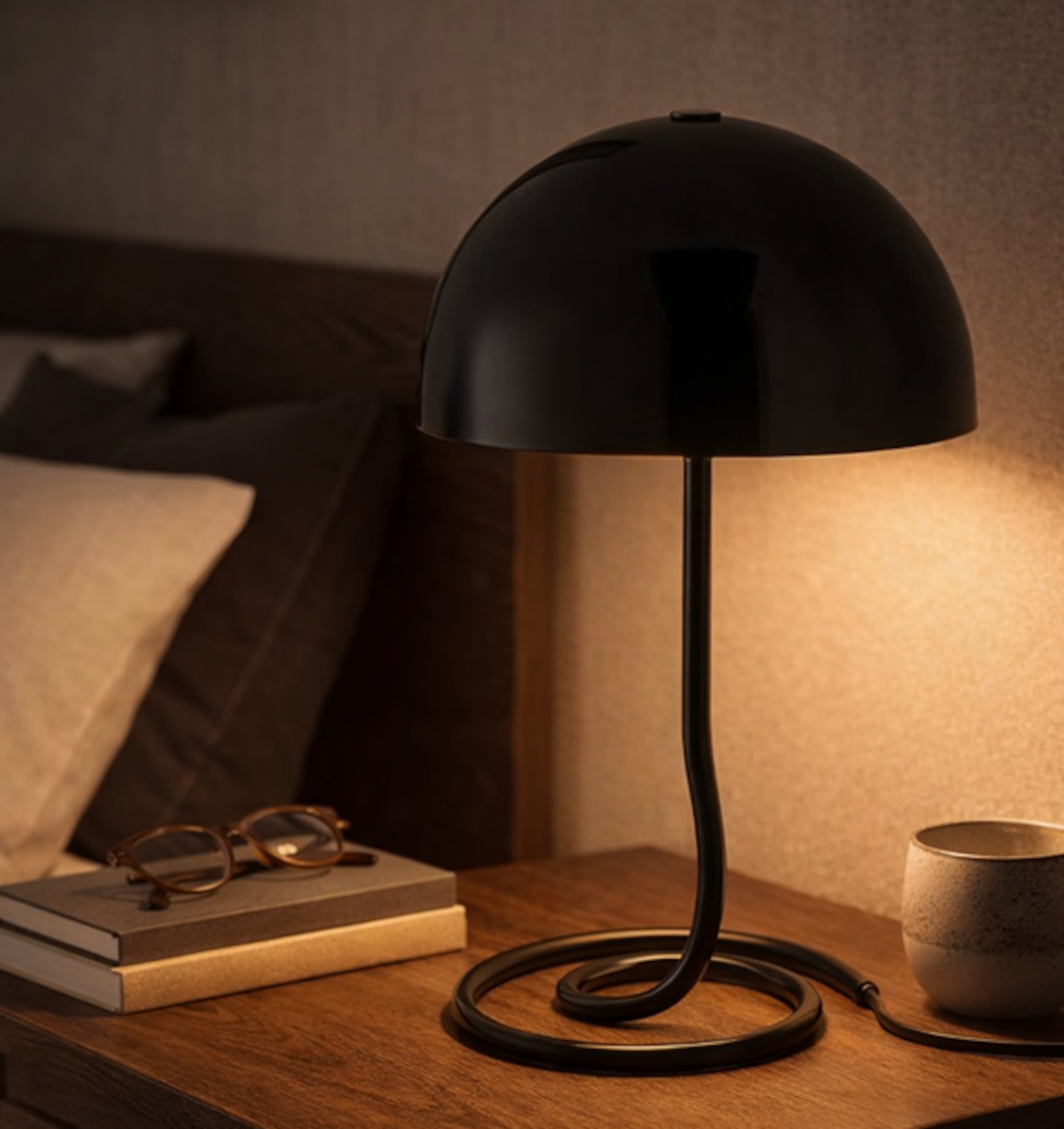 OTTO home Tischleuchte »Charlett Pilz Lampe« G9 1 Stk. Tischlampe, Ø 20 cm, Höhe 31 cm, Metall, Spiralfuß, Pilzleuchte, G9