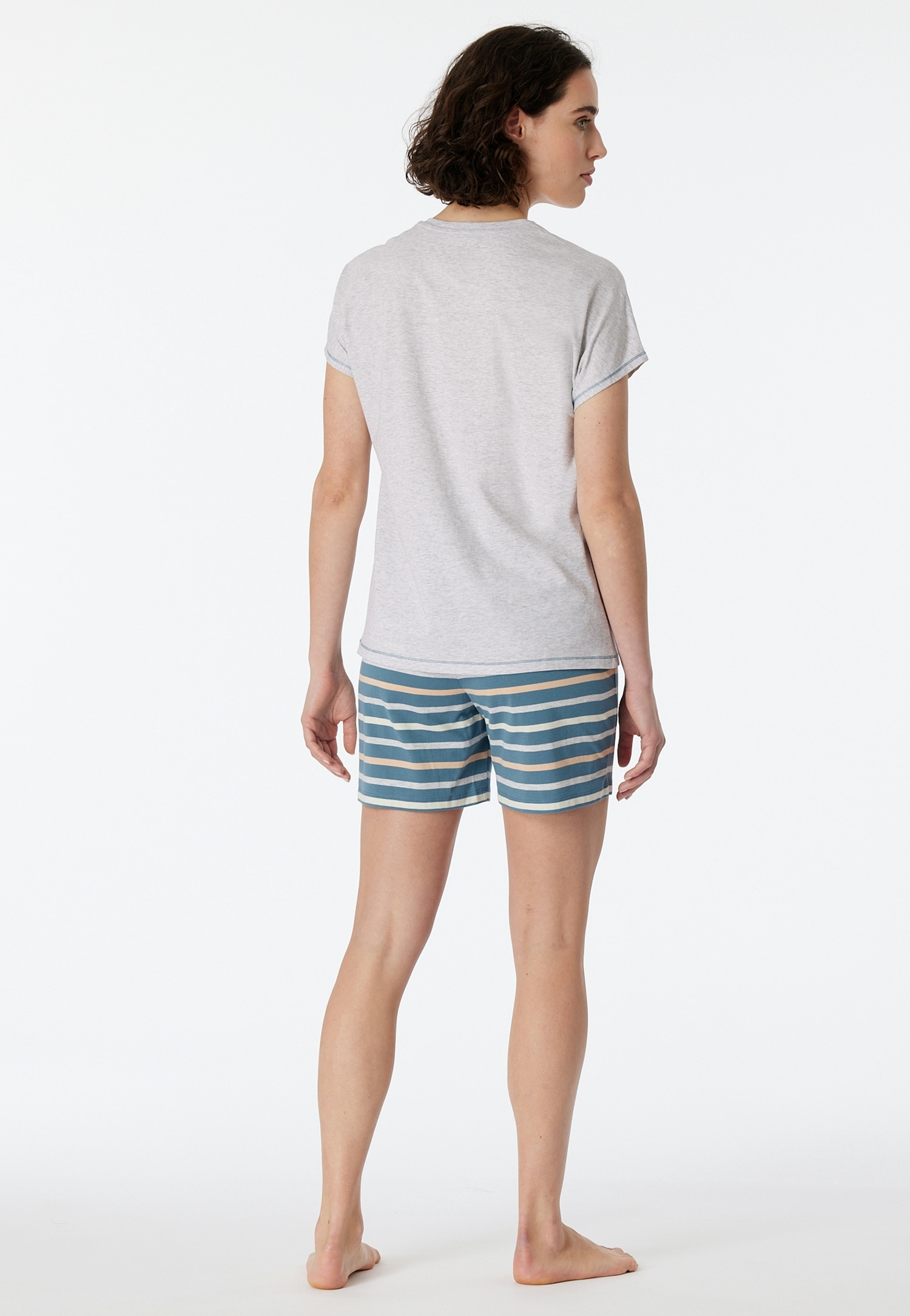 Schiesser Schlafanzug »"Casual Essentials"«, (2 tlg.), mit unifarbenem Shirt und gestreifter Hose