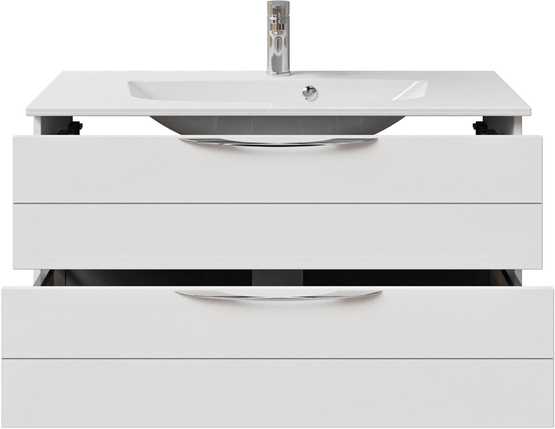 Saphir Waschtisch »Serie 6025 Mineralmarmor-Waschtisch mit Unterschrank, 97 cm breit«, Waschplatz mit 2 Schubladen, hängend, verschiedene Ausführungen