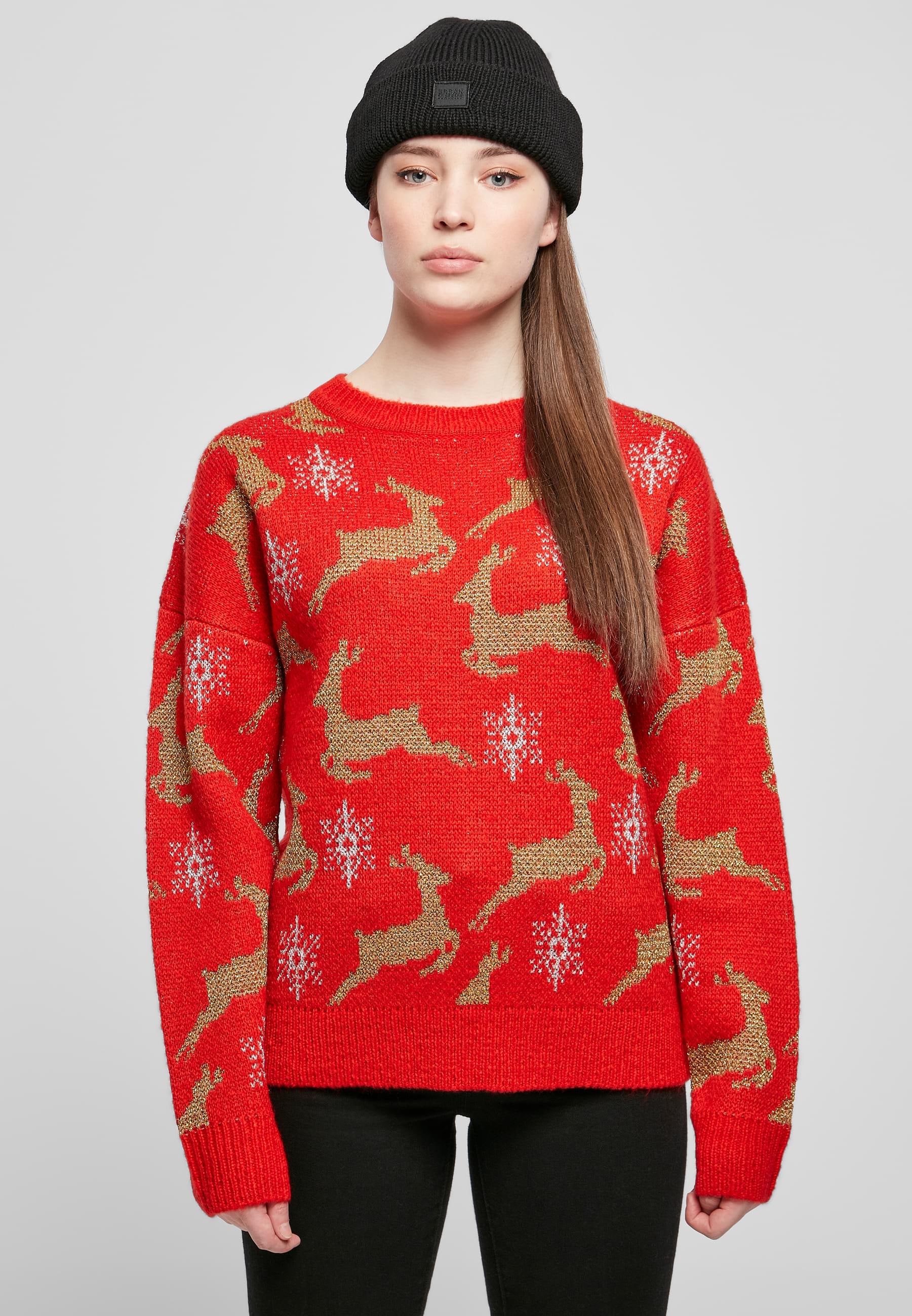 URBAN CLASSICS Rundhalspullover »Urban Classics Damen Ladies Oversized Christmas Sweater«, (1 tlg.)