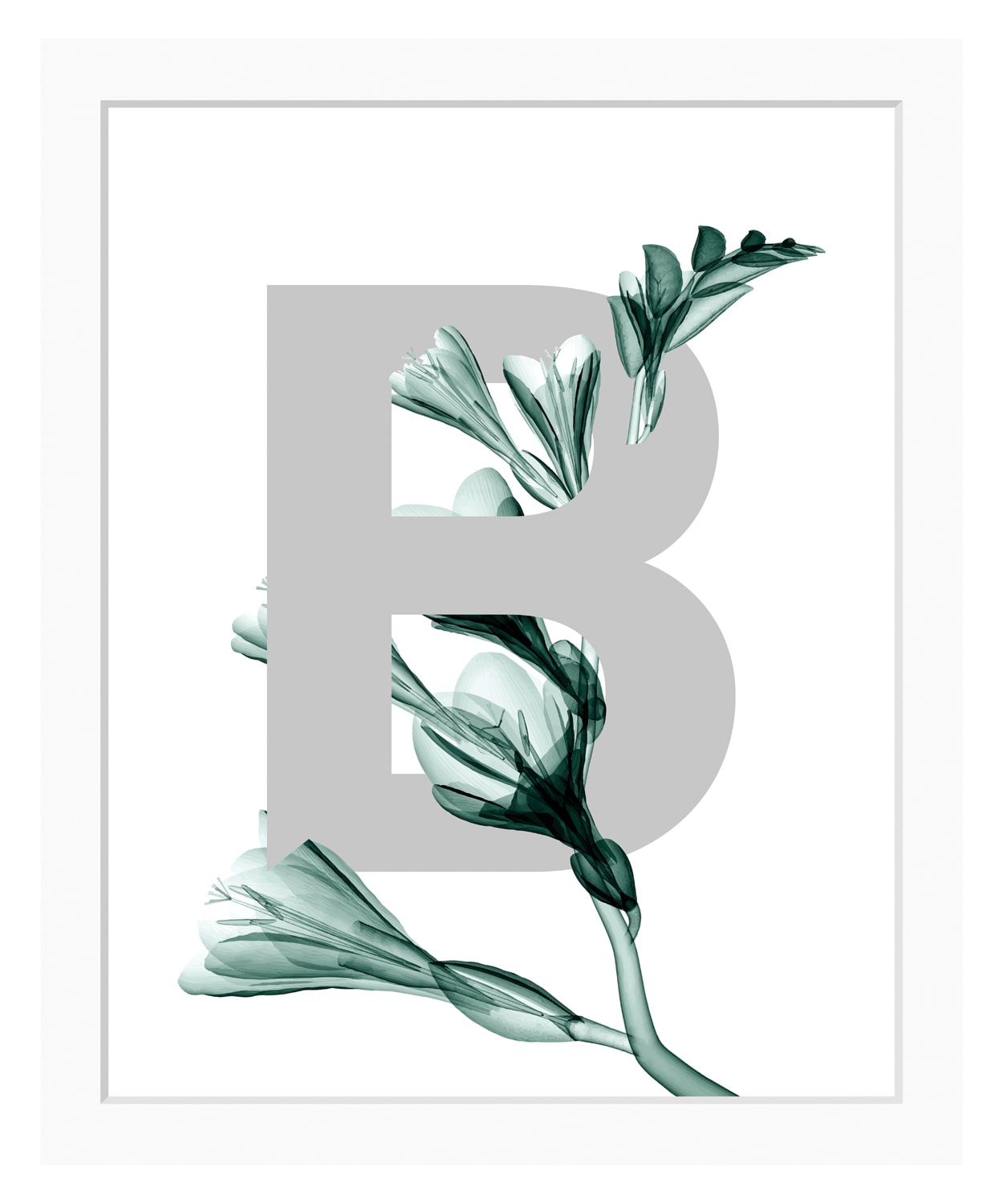 queence Bild »B-Flower«, Buchstaben, gerahmt, Blätter, Blume