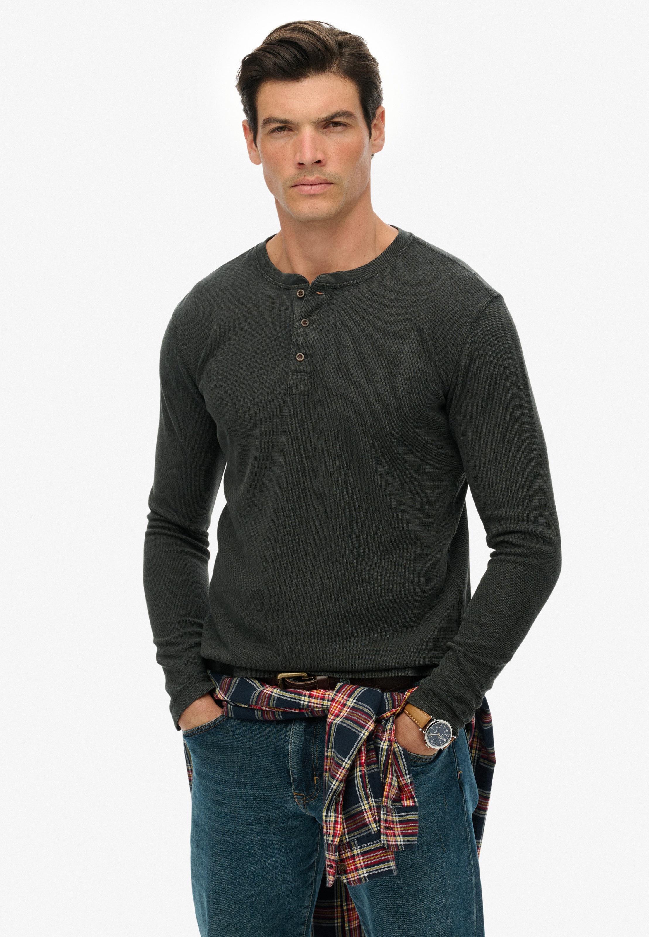 Thumbnail - Superdry Langarmshirt "WAFFLE LONG SLEEVE HENLEY TOP"