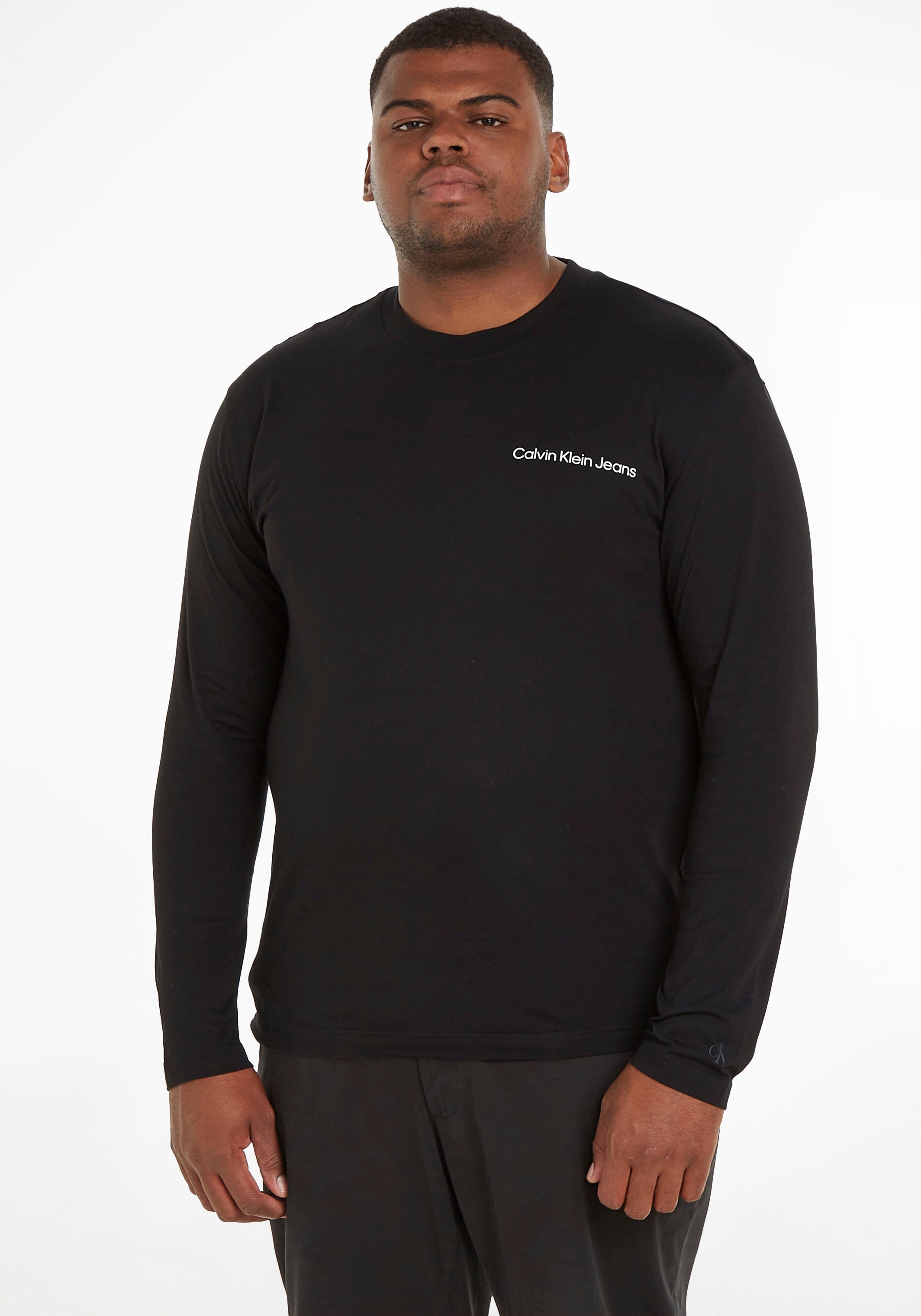 Calvin Klein Jeans Langarmshirt »INSTITUTIONAL BACK LOGO LS TEE« mit hohem Runhalsausschnitt