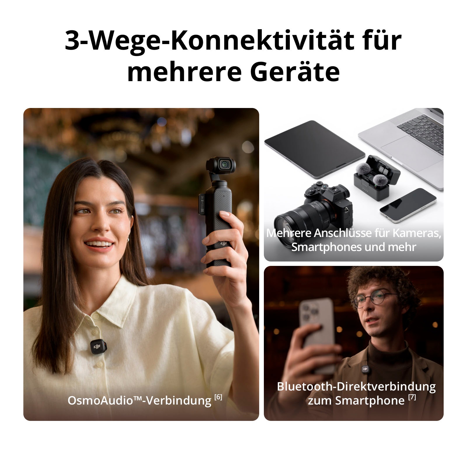 DJI Mikrofon »Mic 3 (2 Sender + 1 Empfänger + Ladeschale)«