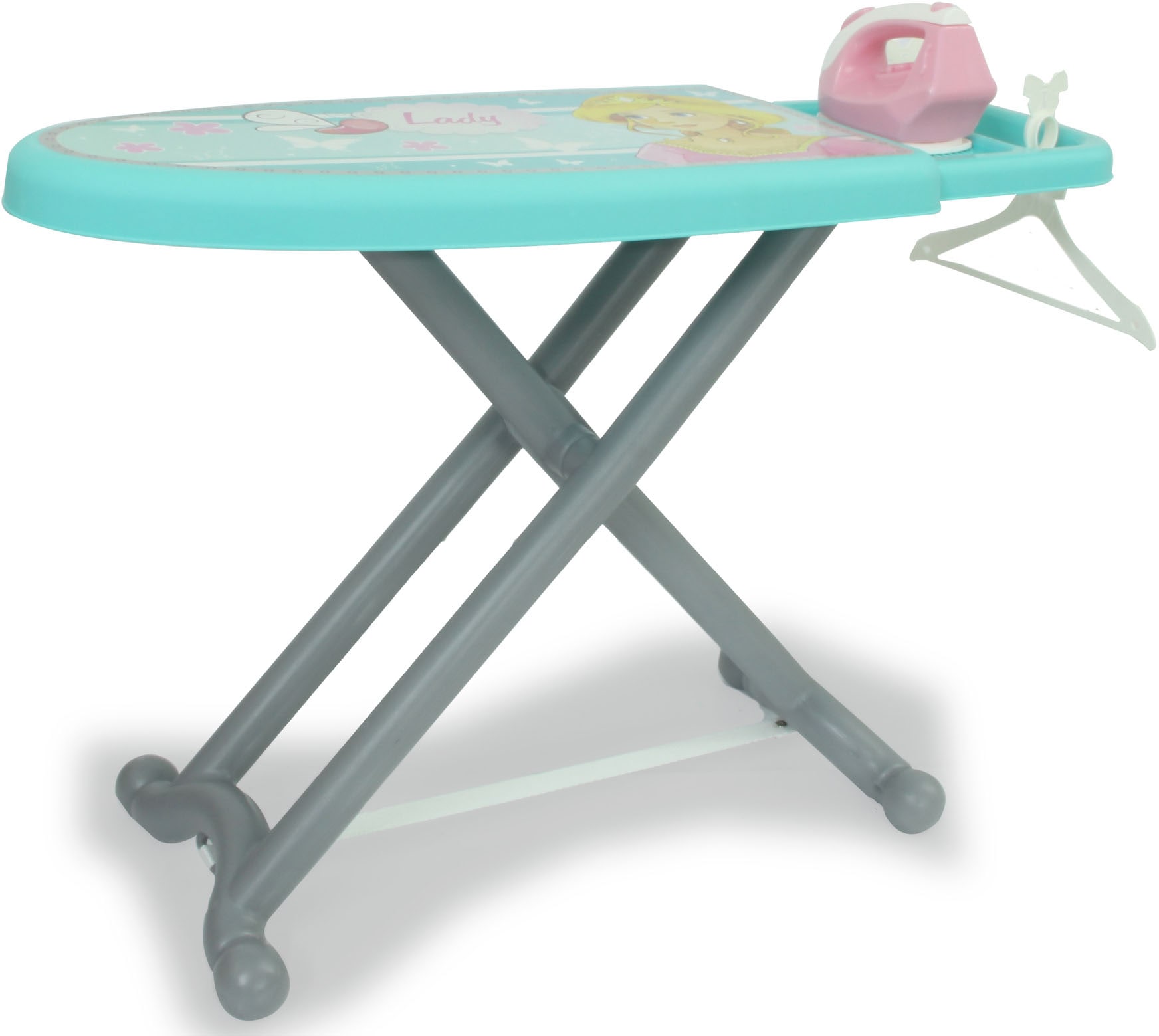 Jamara Kinder-Bügelbrett »Little Laundry Princess, türkis«, (Set, 6 tlg.), inklusive Spielzeugbügeleisen