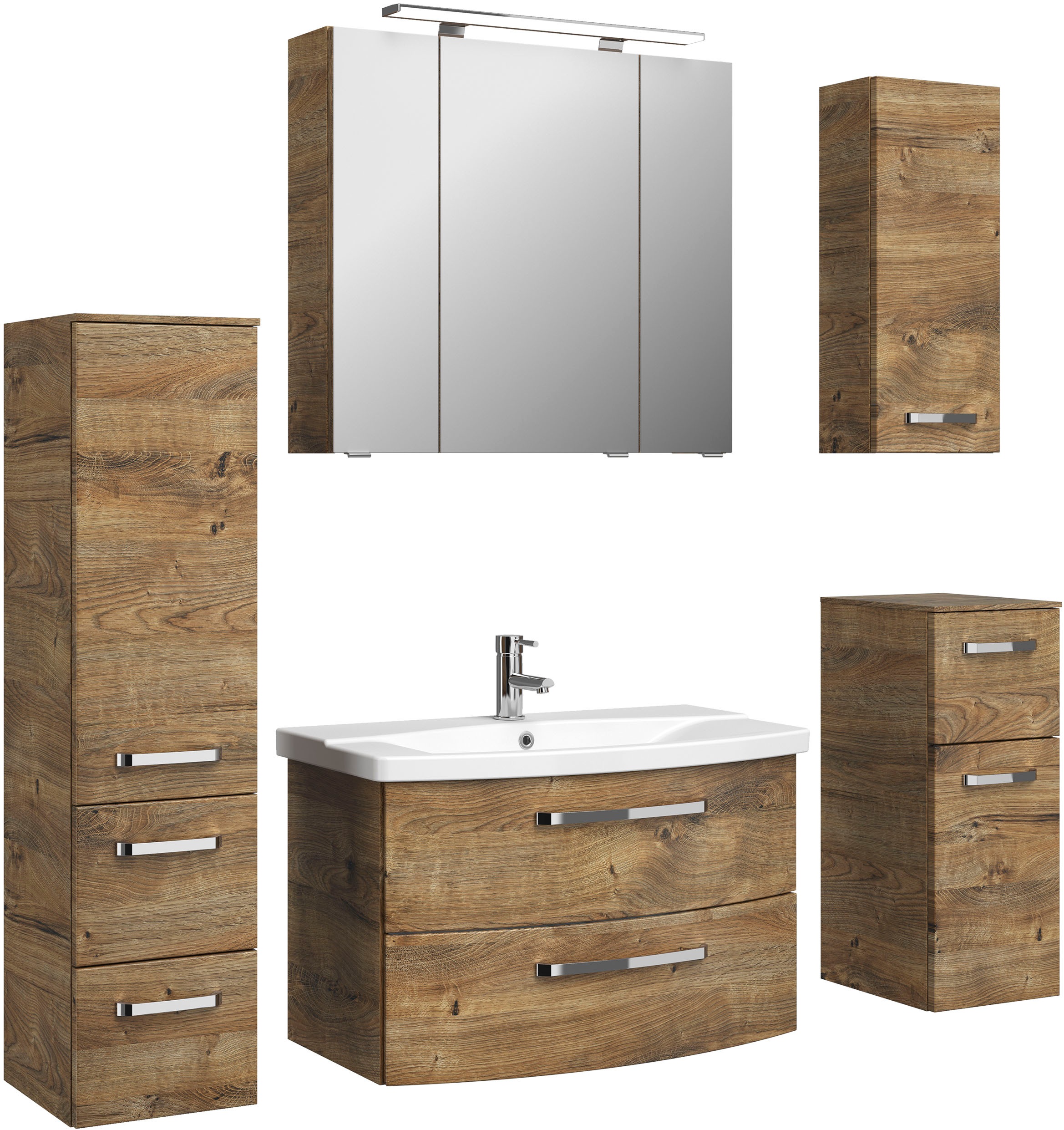 Thumbnail - Saphir Badmöbel-Set "Serie 4010 5-teilig Keramik-Waschtisch mit LED-Spiegelschrank" Set