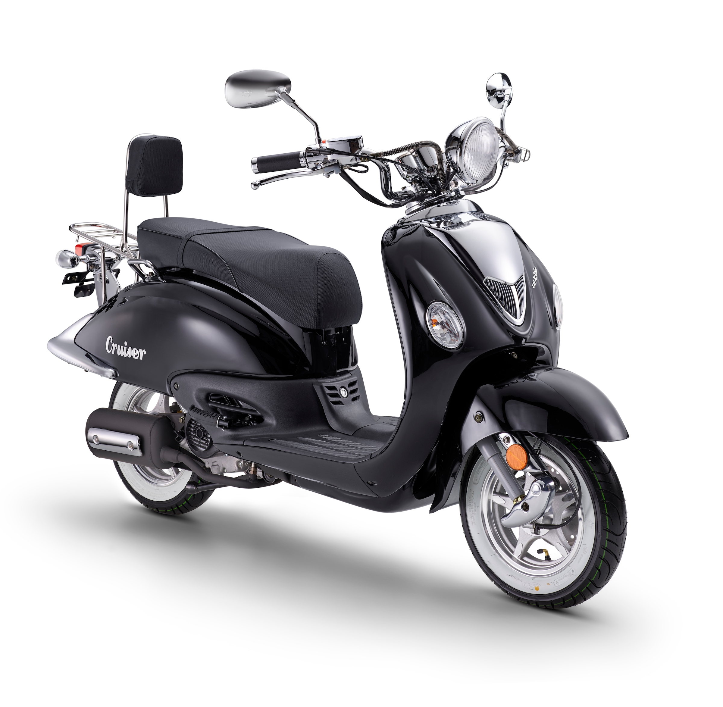 LUXXON Motorroller "LuXXon Cruiser Motorroller (45 km/h), 50 ccm", ohne Topcase, 45 km/hschwarz, Motorroller, Euro 5, EFI, 2,9 PS, Retro-Design,