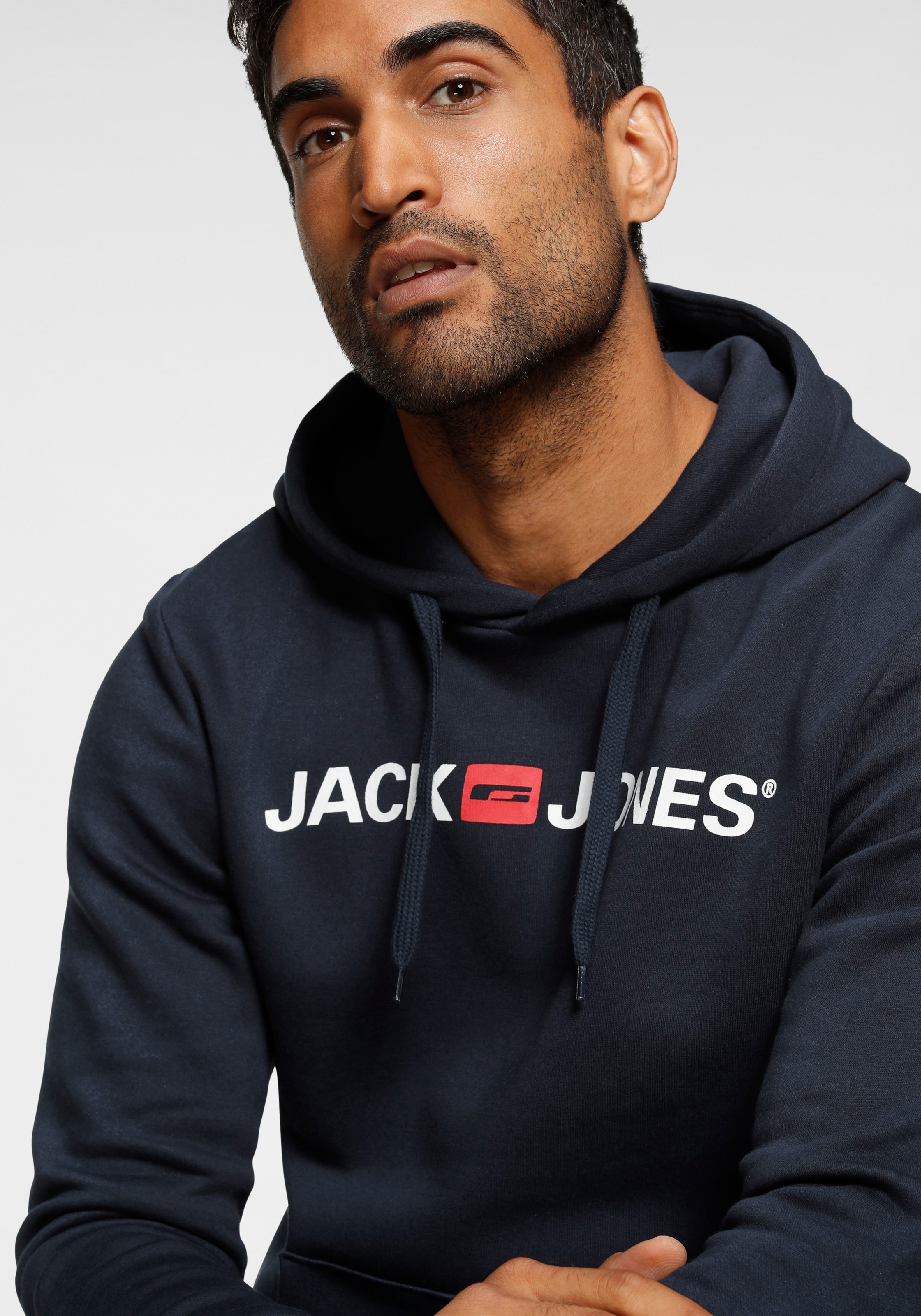 Thumbnail - Jack & Jones Kapuzensweatshirt "JJECORP Hoodie mit Logo und hohem Tragekomfort", bedruckt, casual, regular fit, Baumwoll...