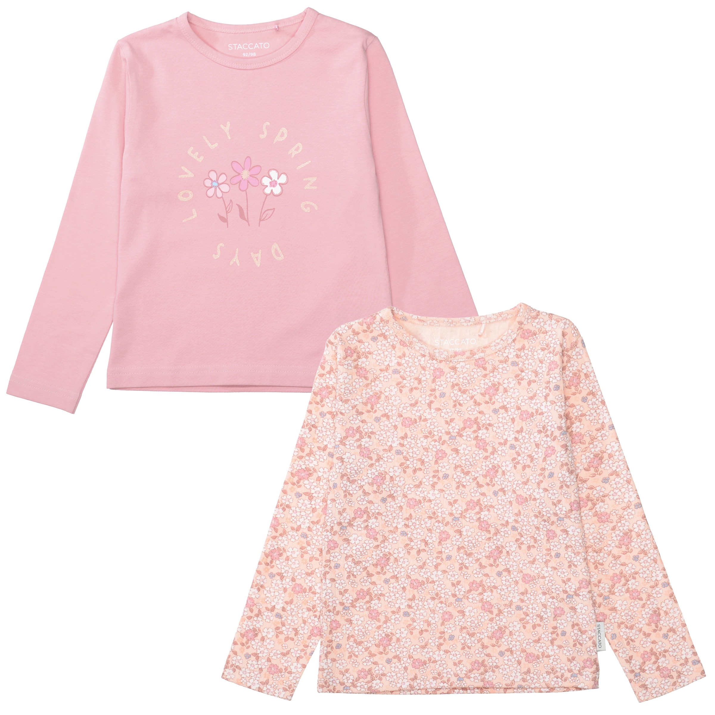 STACCATO Langarmshirt 2 tlg. 2er Pack bedruckt, florales Muster, für Girls