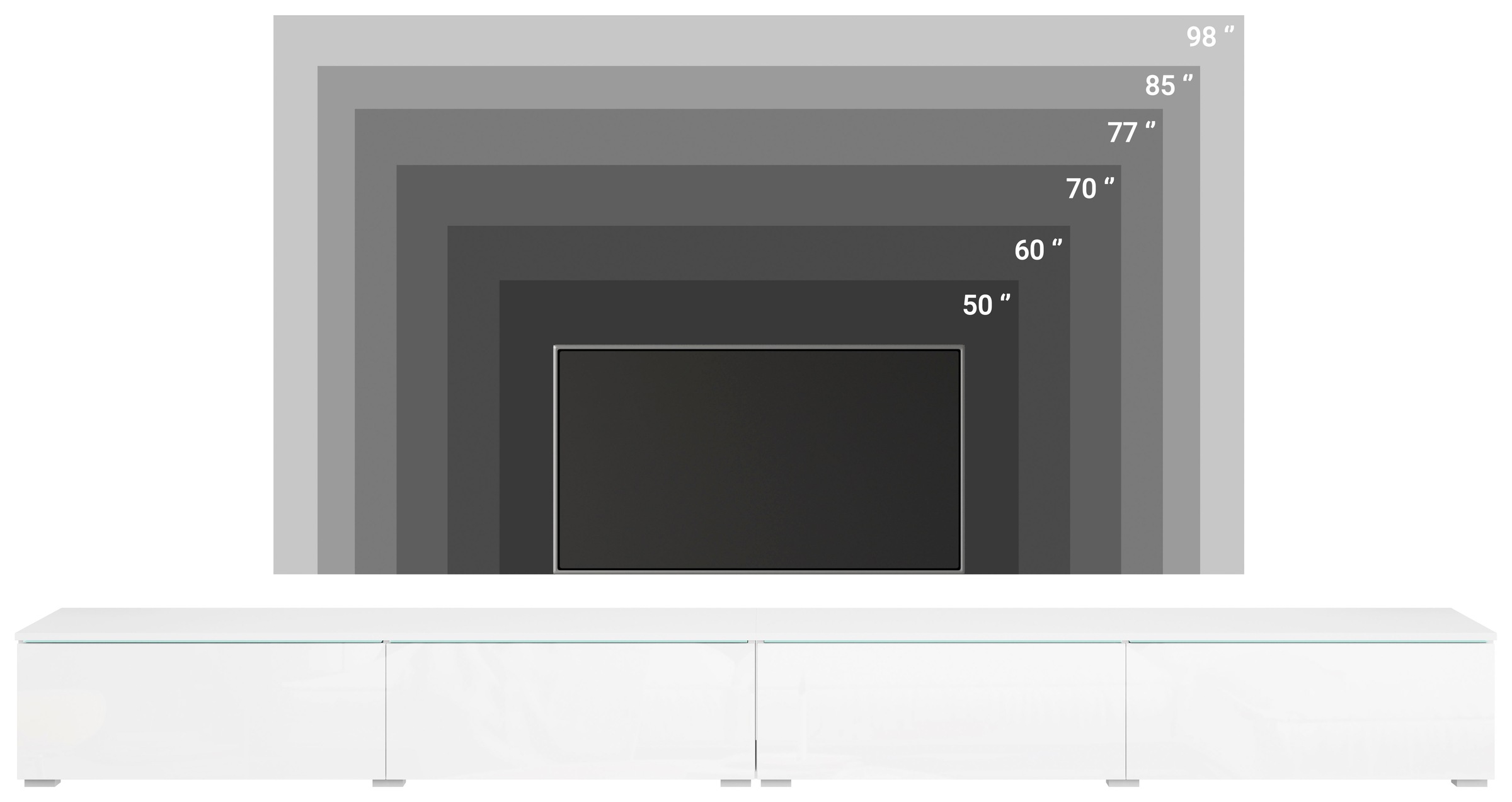 Thumbnail - Home affaire Lowboard "Vera, TV-Schrank, Breite 300 cm, verschiedene Farbausführungen" 1 Stk. tlg. Mit LED, 4 Klappen, g...