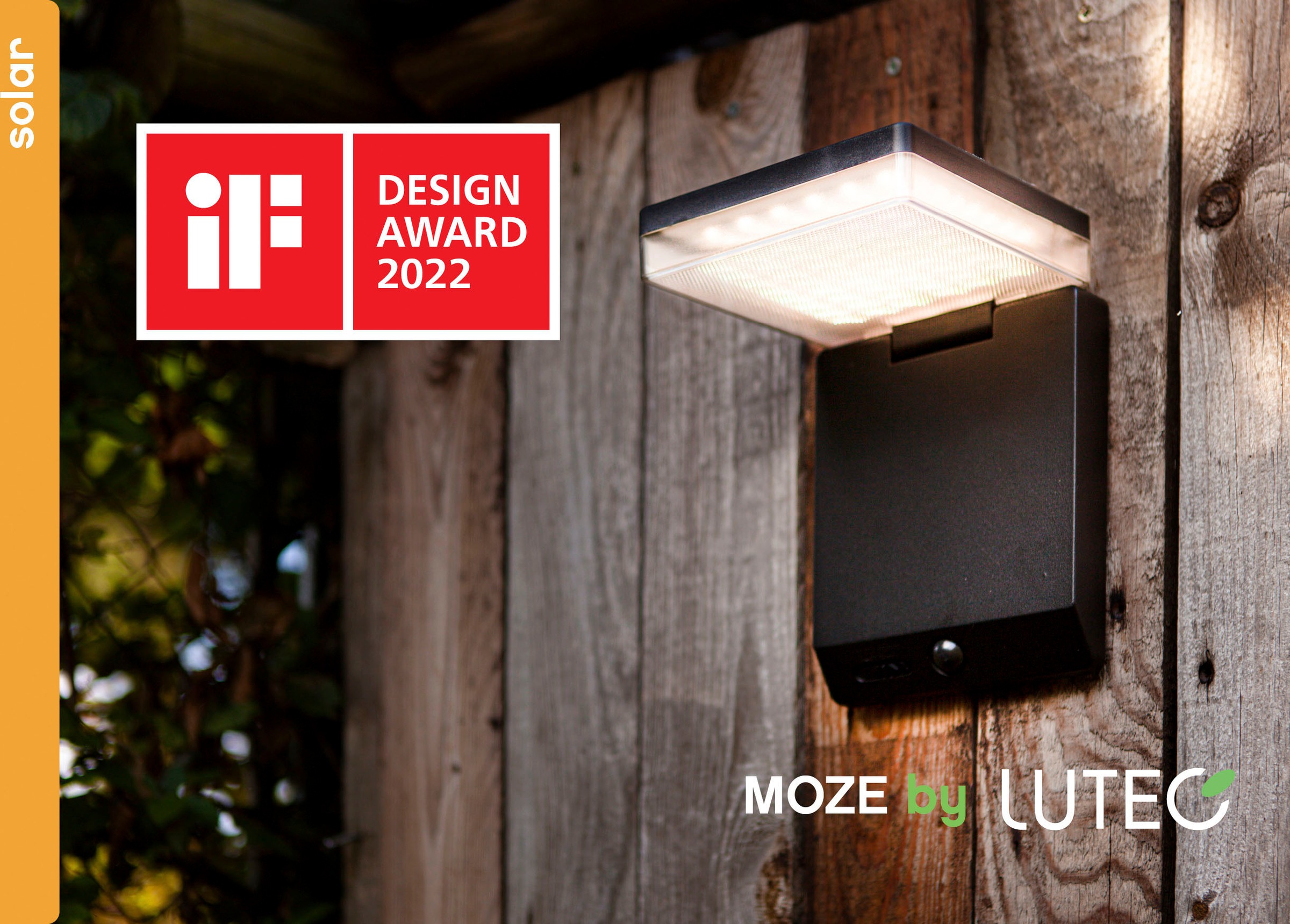 LUTEC LED Solarleuchte »MOZE«, Leuchtmittel LED-Modul | LED fest integriert, IF DESIGN AWARD WINNER 2022