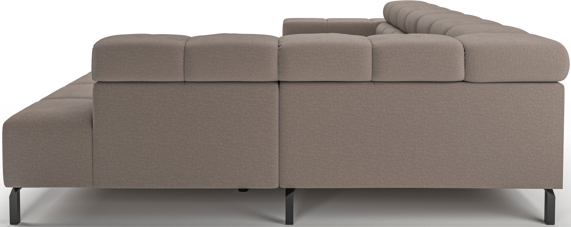 INOSIGN Ecksofa »Ancona New, wahlweise motorische Sitztiefenverstellung, auch in Cord«, feine Steppung, mit Kopfteilverstellung, 3 Zierkissen, L-Form
