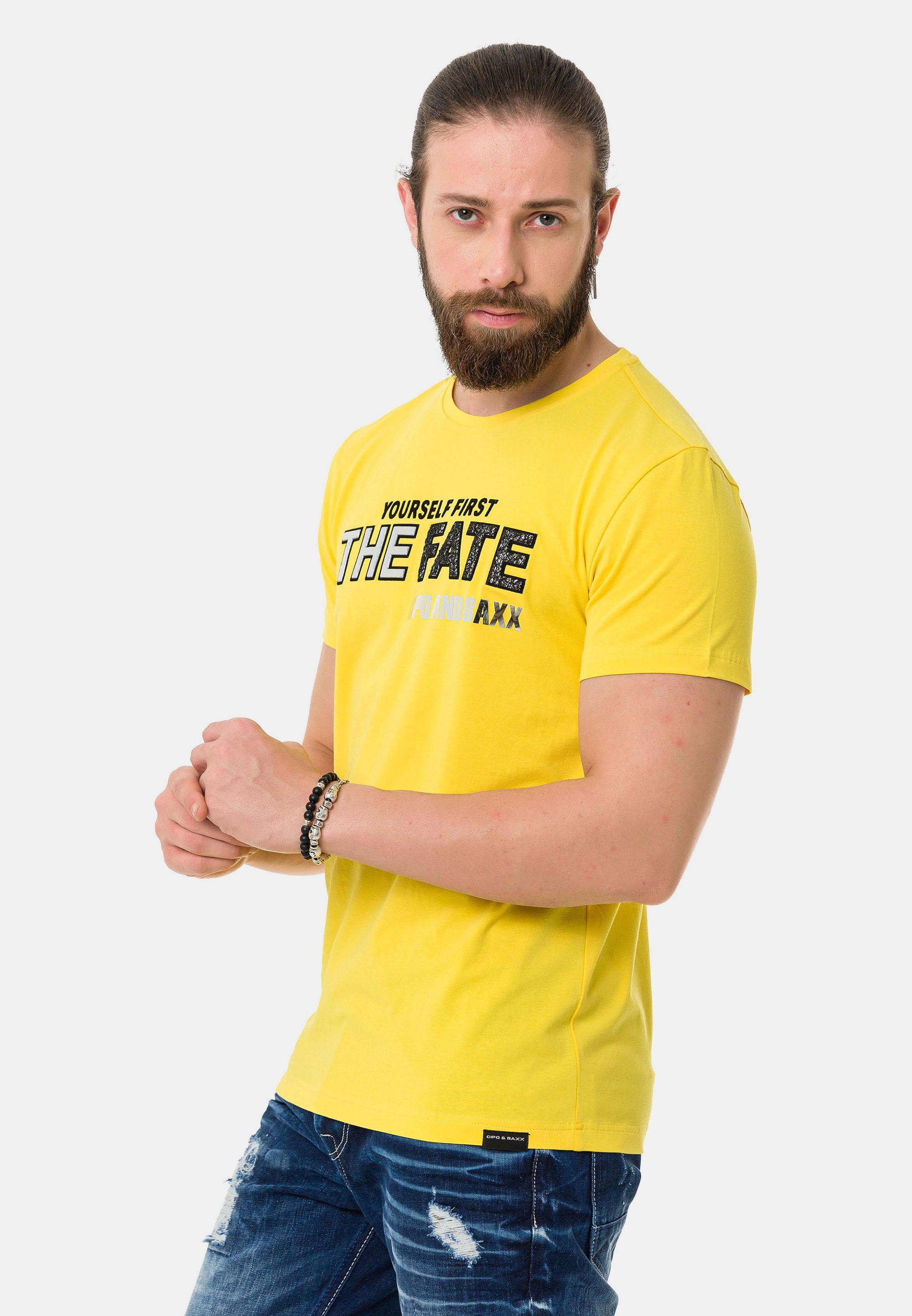 Cipo & Baxx T-Shirt »T-Shirt« mit Rundhals-Ausschnitt