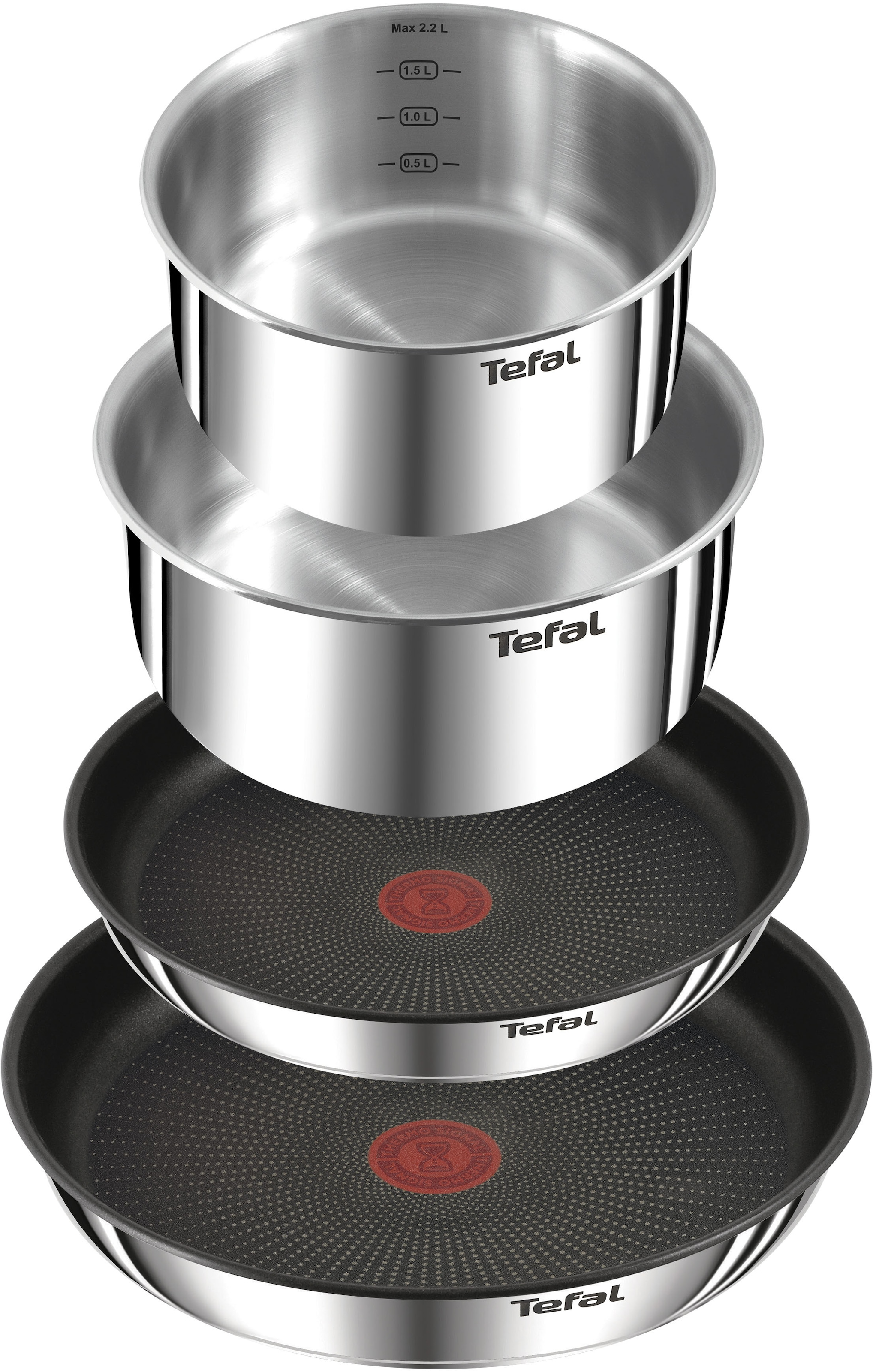 Tefal Topf-Set »Ingenio Emotion« Edelstahl Set, 5 Stk. tlg. abnehmbarer Griff, Antihaftversiegelung, Thermo-Signal, Induktion