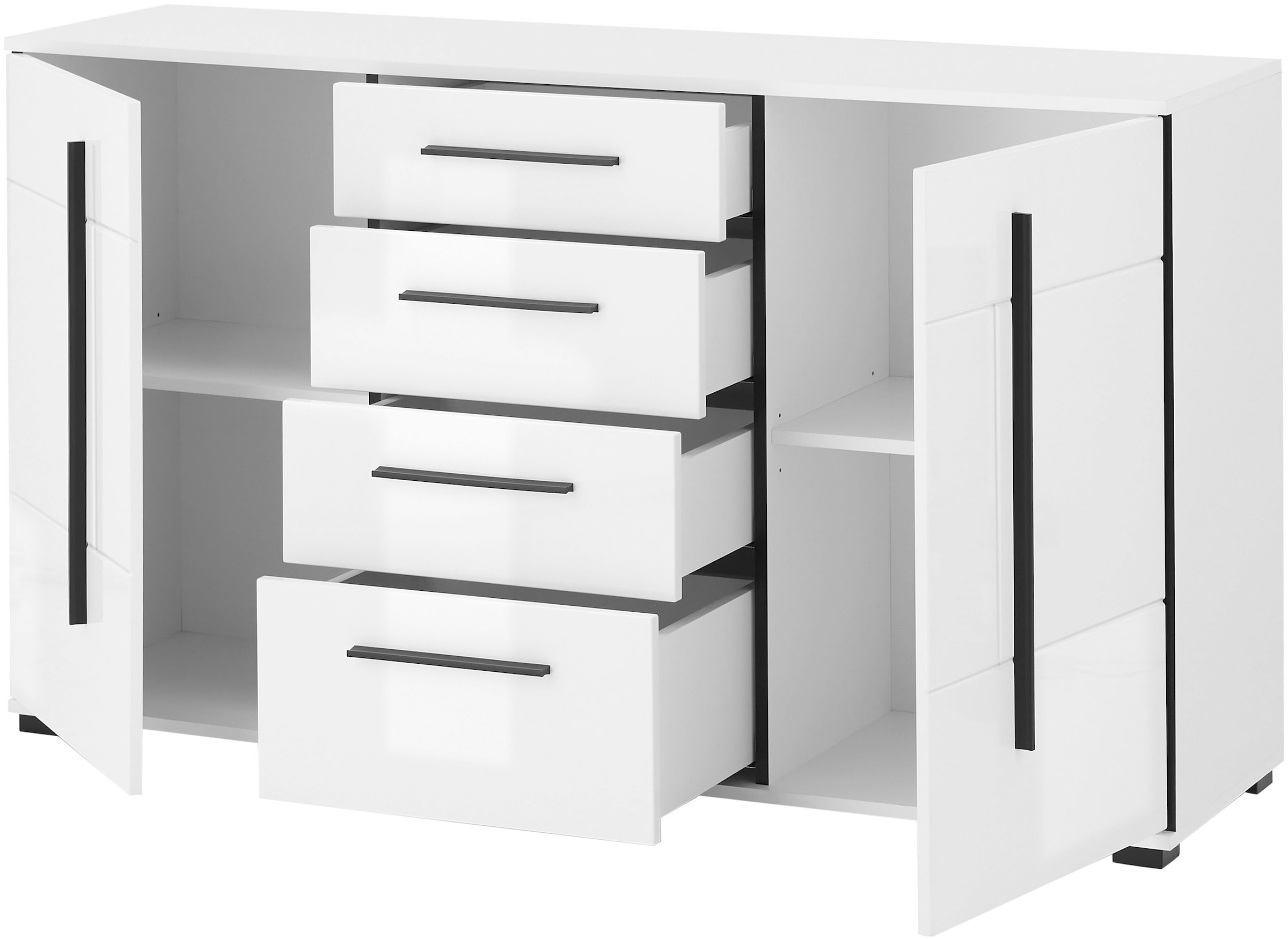 INOSIGN Sideboard »Cantara, moderner Schrank, Kommode in Eiche Evoke oder weiß«, schwarze Stangengriffe, ausreichend Stauraum, vielseitig einsetzbar