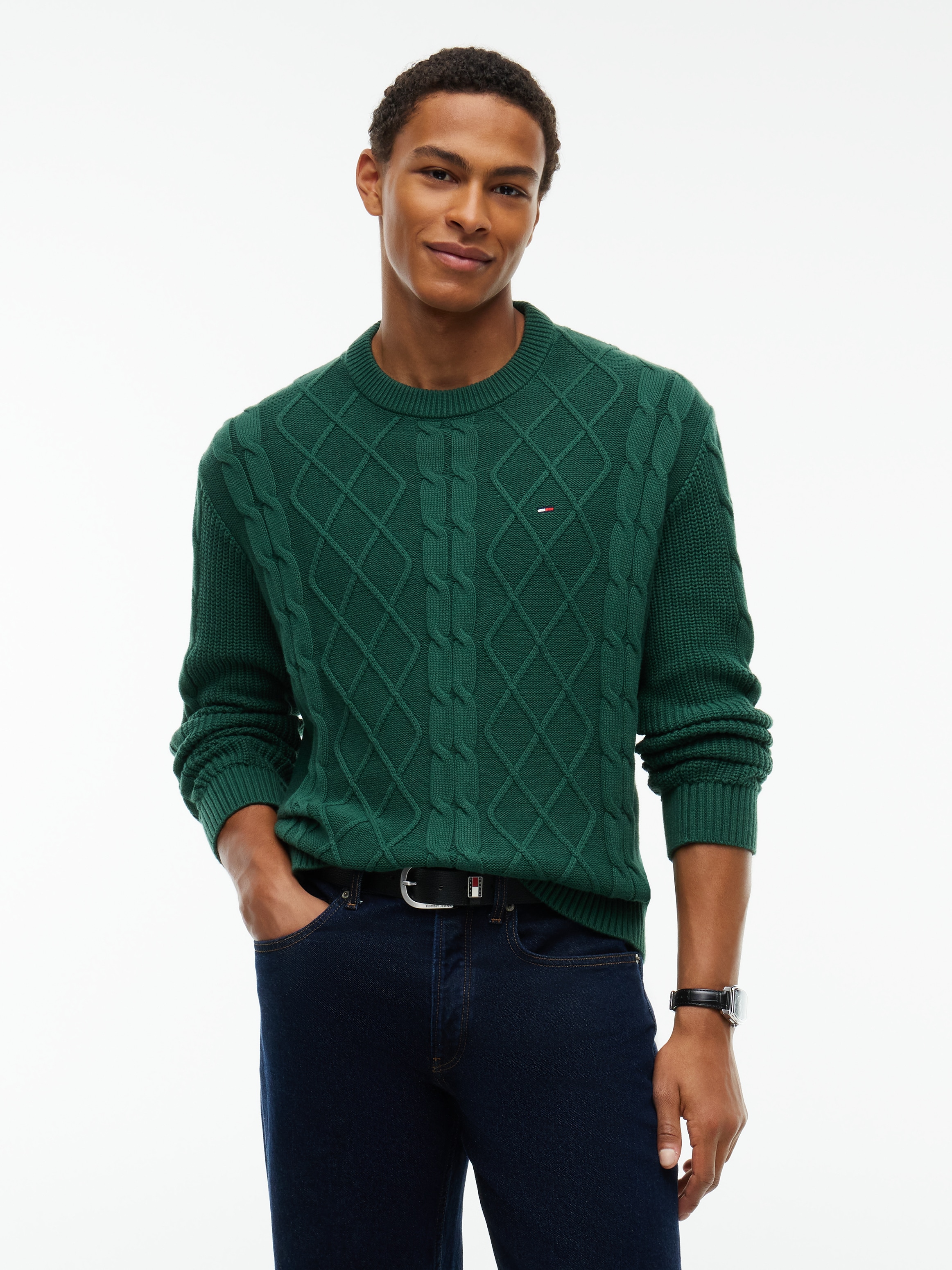 Tommy Jeans Rundhalspullover "TJM REG CABLE KNIT SWEATER"
