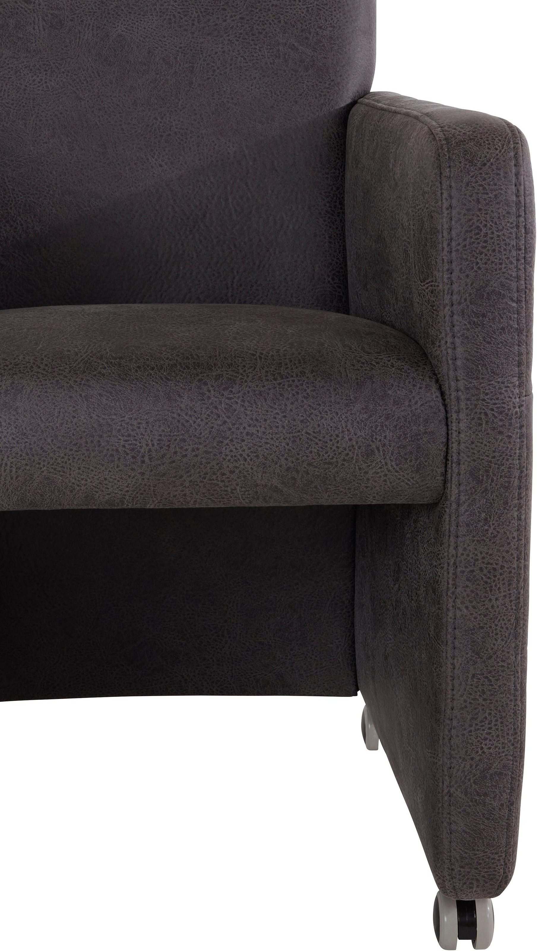 exxpo - sofa fashion Sessel »Barista Clubsessel auf Rollen, schmale Armlehnen, aktuelles Design«, bequem und komfortabel, Breite 61 cm