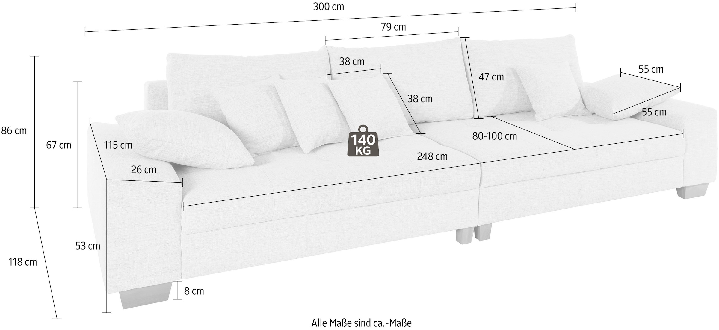 Mr. Couch Big-Sofa »Nikita«, wahlweise mit Kaltschaum (140kg Belastung/Sitz) und AquaClean-Stoff