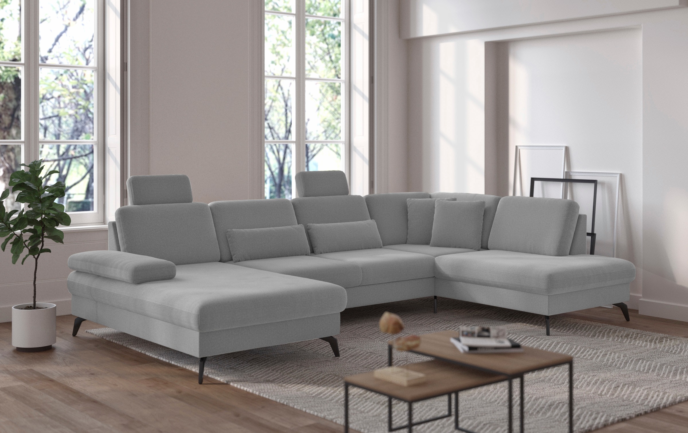 sit&more Wohnlandschaft »Morris U-Form, inkl. Sitztiefenverstellung«, wahlweise mit Armteilverstellung, Bettfunktion & Bettkasten
