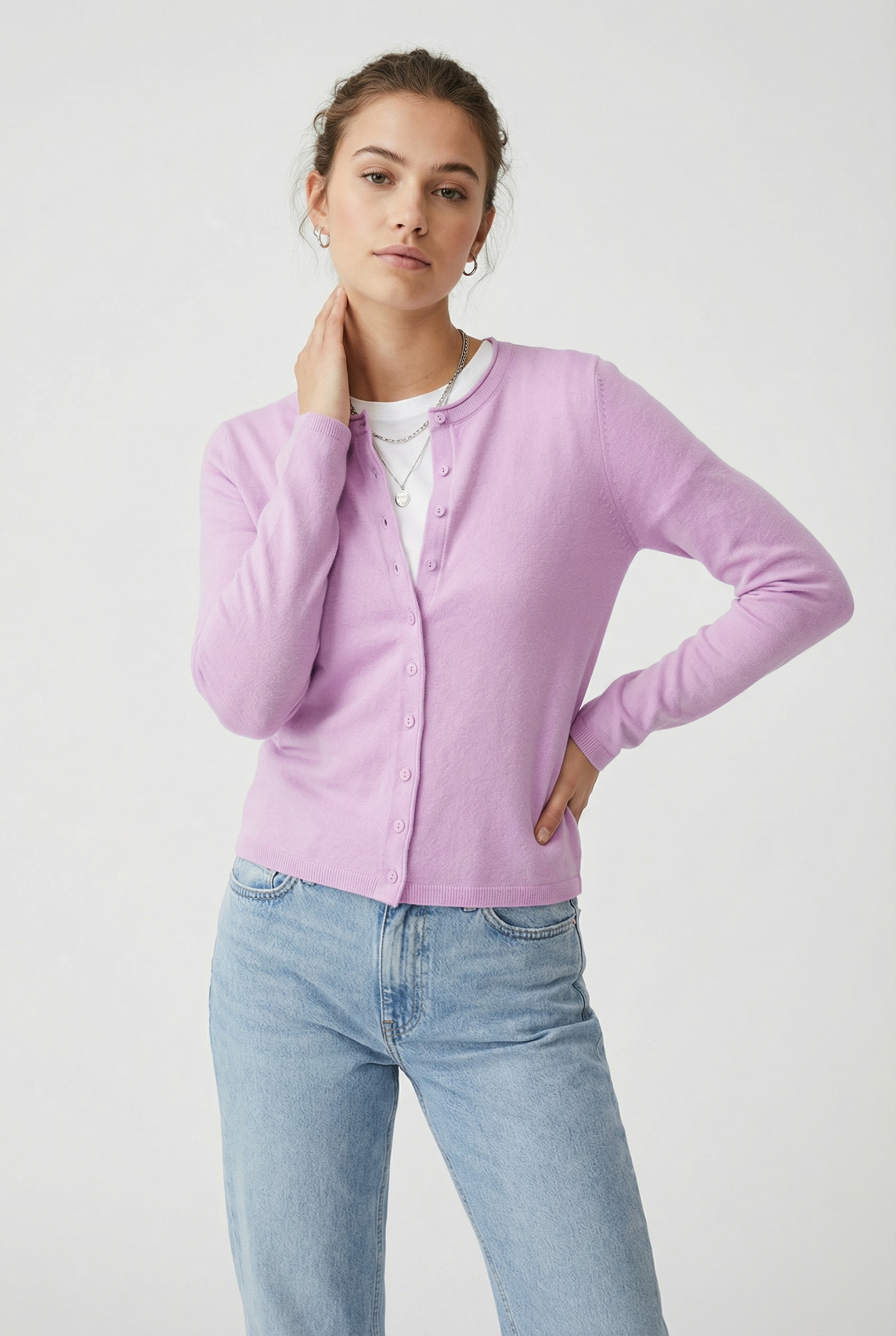 ONLY Strickjacke "ONLLOYAL LIFE LS O-NECK BUT CAR KNT NOOS" gerippte Ärmelb günstig online kaufen