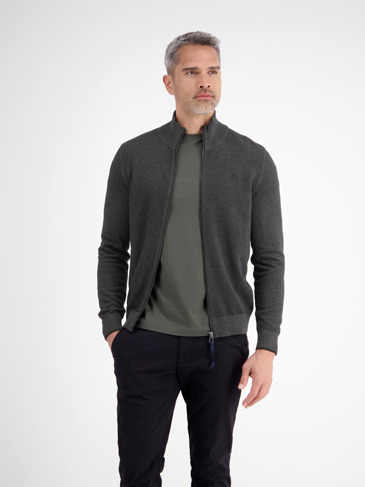 LERROS Strickjacke mit Reißverschluss und Strehkragen günstig online kaufen