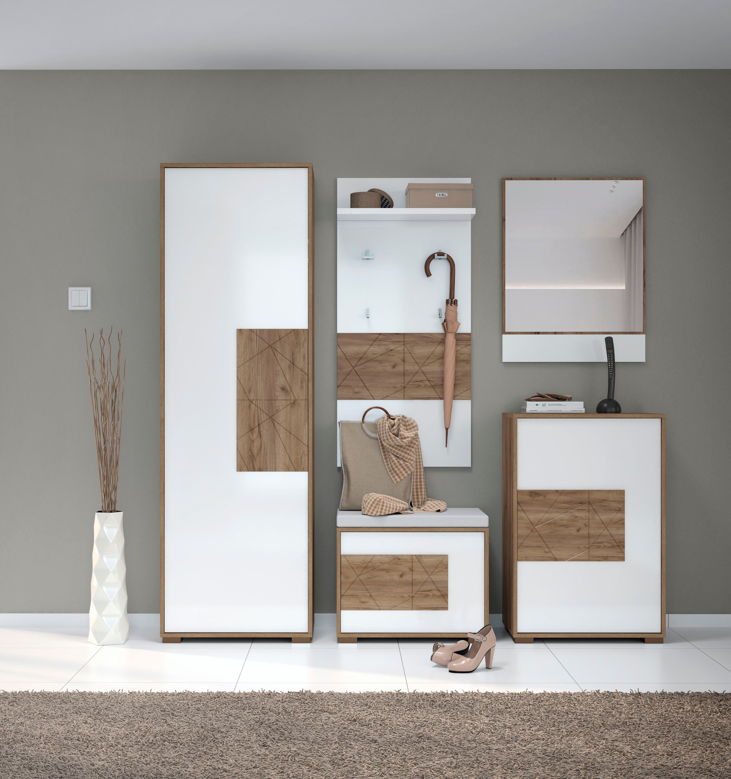 Places of Style Garderoben-Set "Stela", (Set, 5 St., Garderobenschrank,Schu günstig online kaufen
