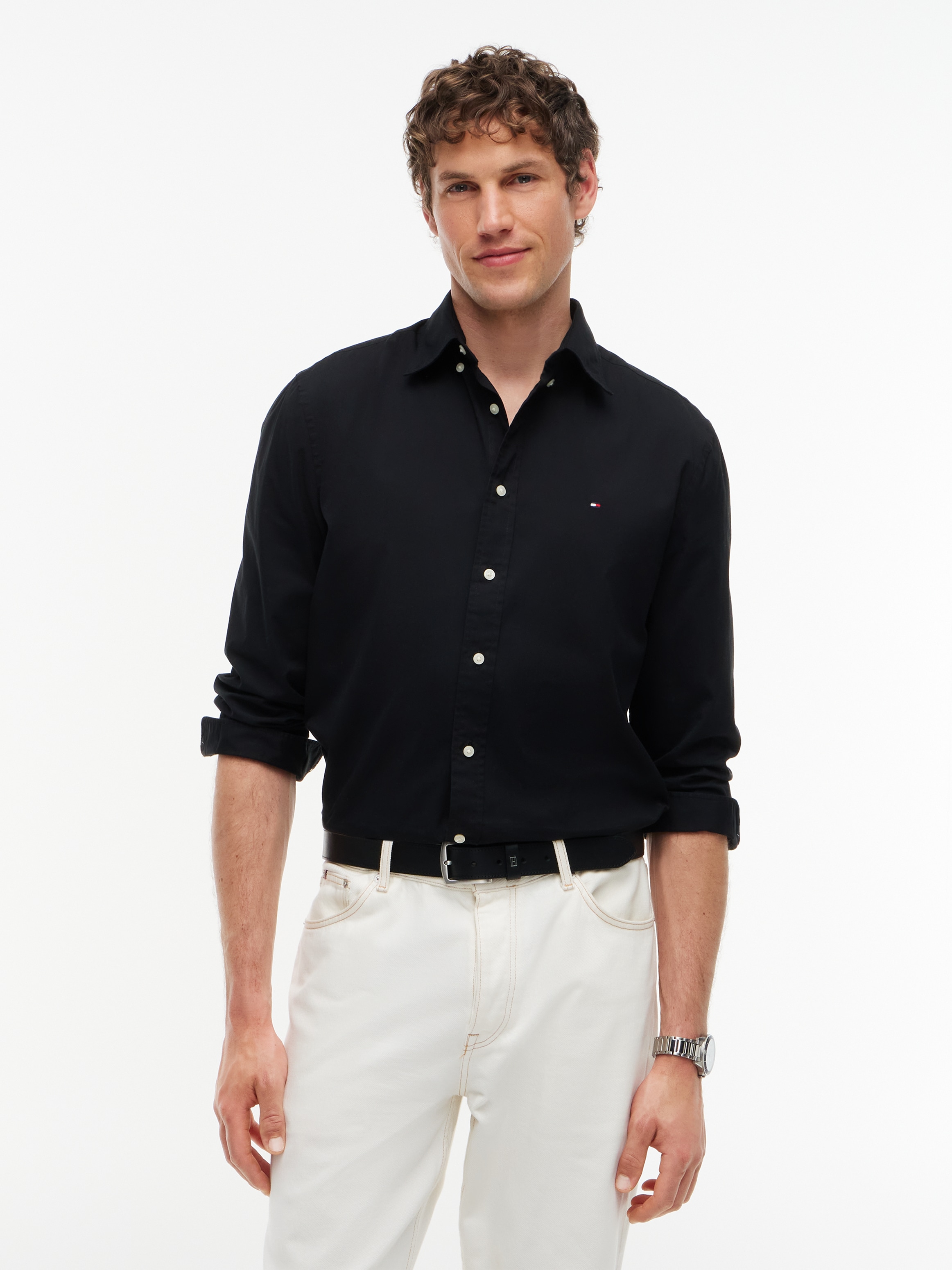 Tommy Hilfiger Langarmhemd "CORE FLEX POPLIN SOLID Regular Fit SHIRT" Regular Fit Flex Cotton