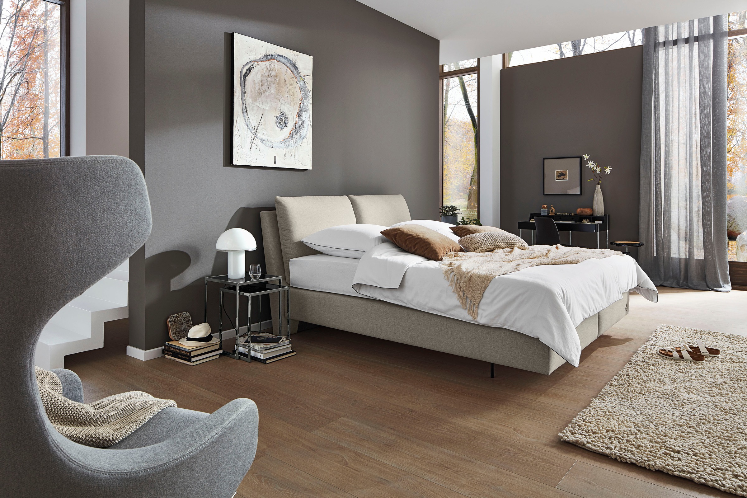 Birkenstock Boxspringbett »Linz«, mit Kopfteil in Kissenoptik