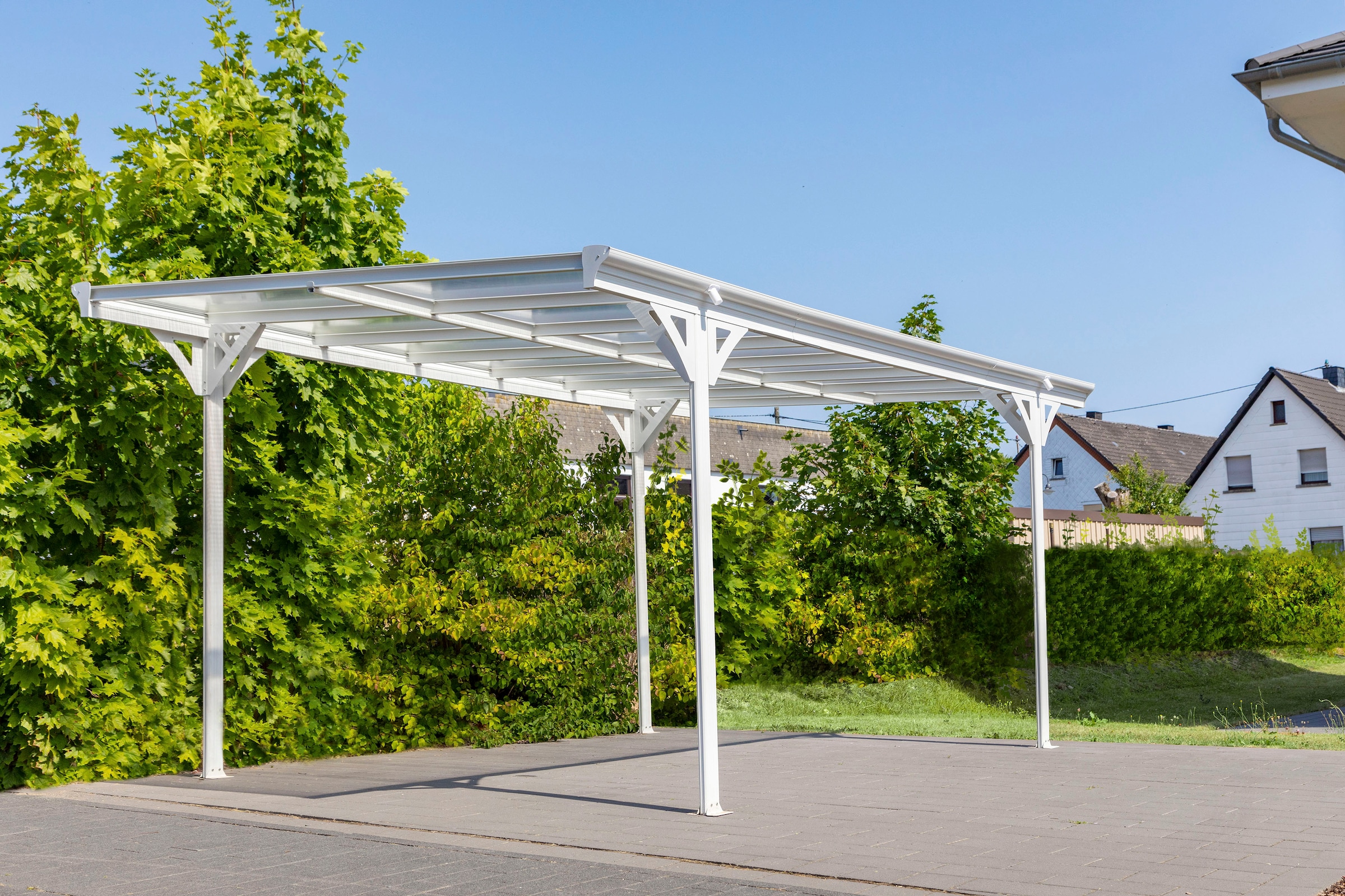 WESTMANN Einzelcarport per BAUR Rechnung Aluminium, Regenrinne »Flachdach«, cm, aus Aluminium, Schrauben-Kit und inkl. | 280 Weiß