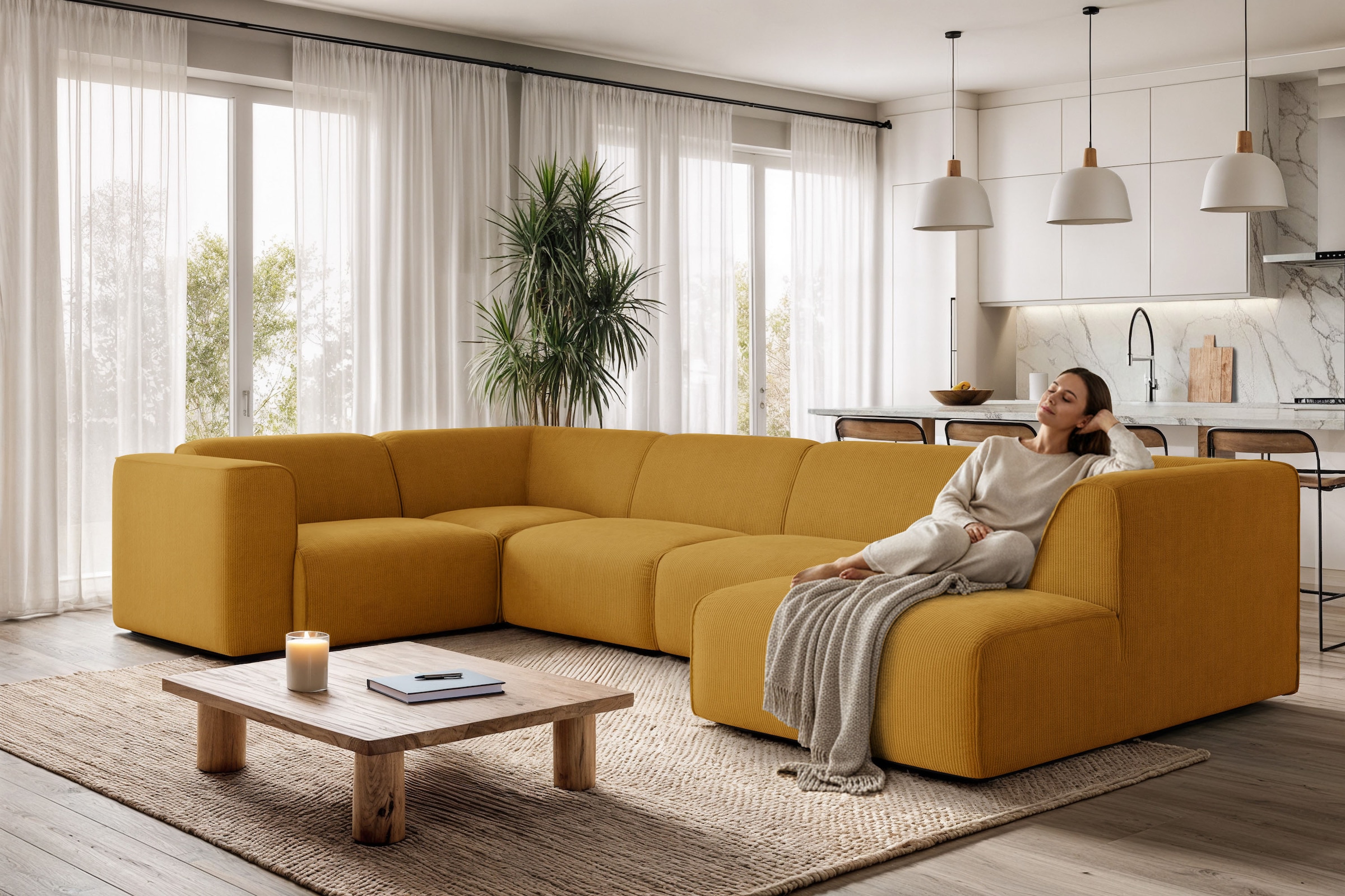 OTTO home Wohnlandschaft "Merid U-Form, B: 367 cm" als Modul oder separat v günstig online kaufen