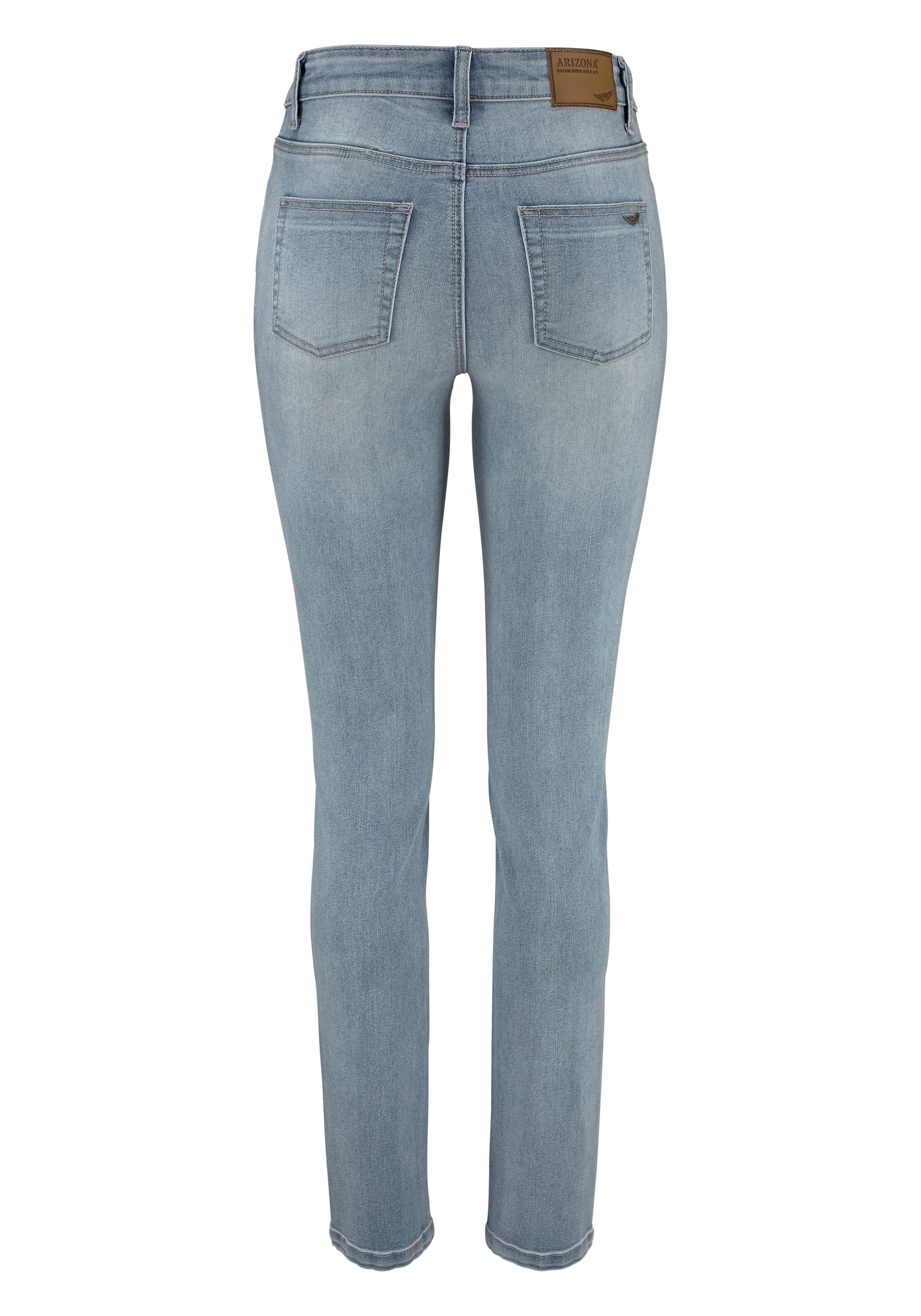 Slim-fit-Jeans ARIZONA "Shaping", Damen, Gr. 48, N-Gr, blau (bleached), Jeans, Obermaterial: 79% Baumwolle, 19% Polyester, 2% Elasthan, Basic, sehr schmal lang, Jeans Slim-fit-Jeans, enge Passform, Röhrenjeans, Used-Look-Waschung, hohe Leibhöhe, Topseller 3