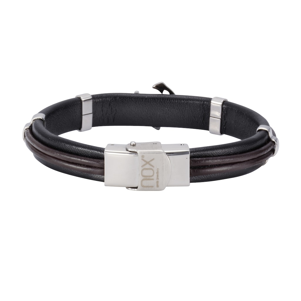 NOX Armband »Leder schwarz braun Edelstahl«